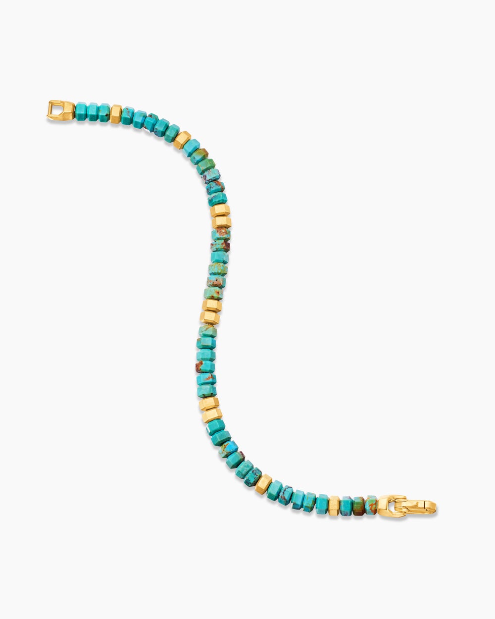 Mens Hex Bead Bracelet with 18K Yellow Gold, 6mm