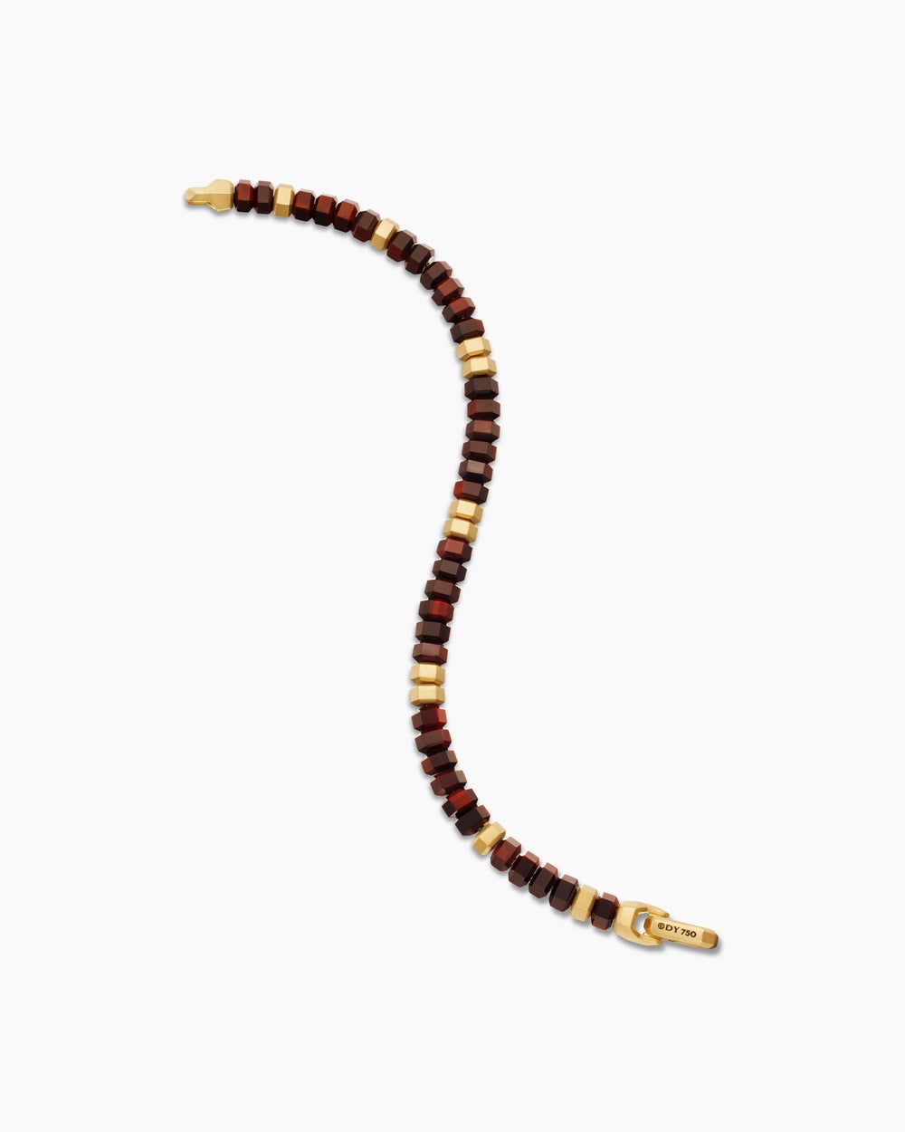 Mens Hex Bead Bracelet with 18K Yellow Gold, 6mm
