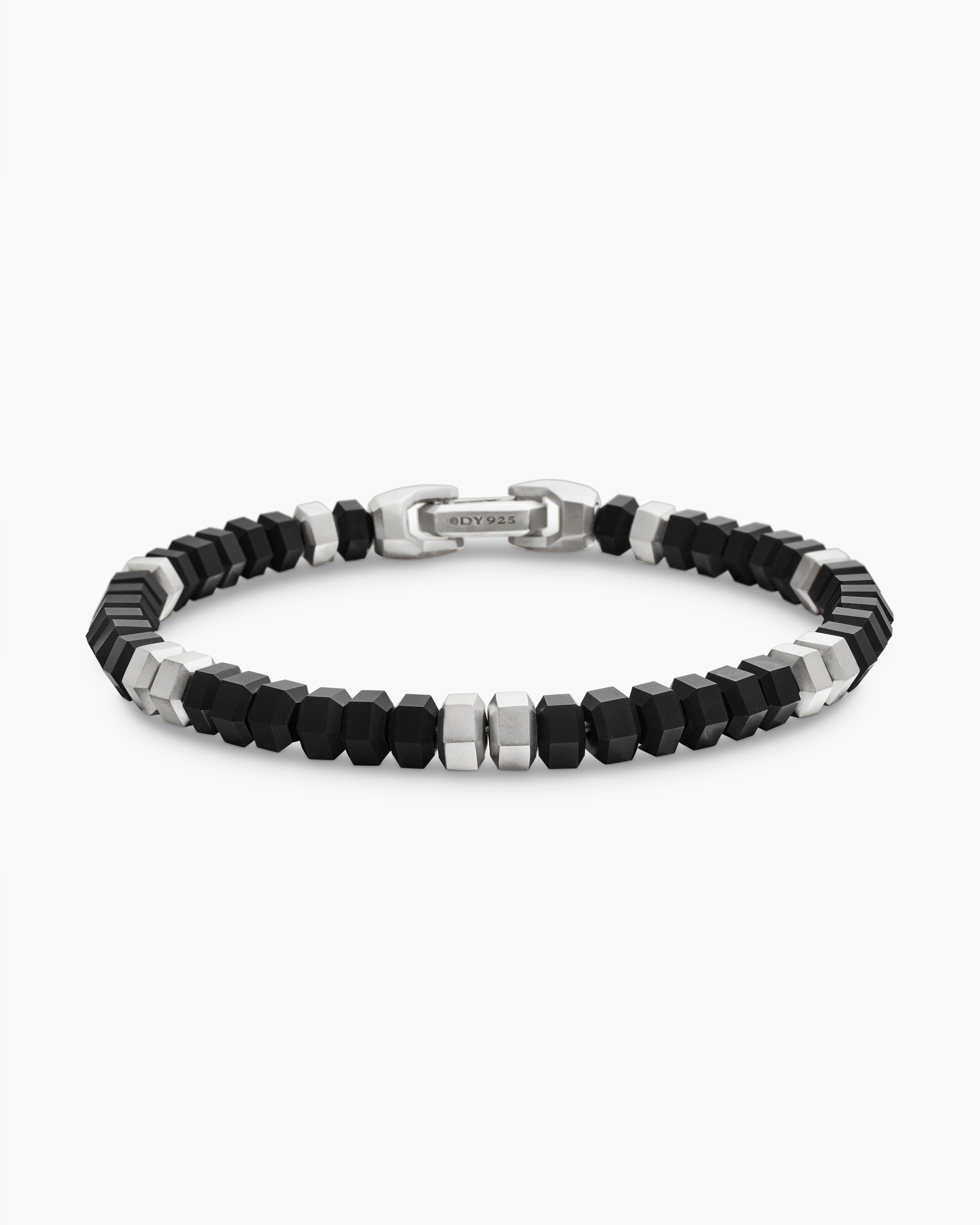 Bracelet de perles Hex en argent sterling, 6 mm hommes 