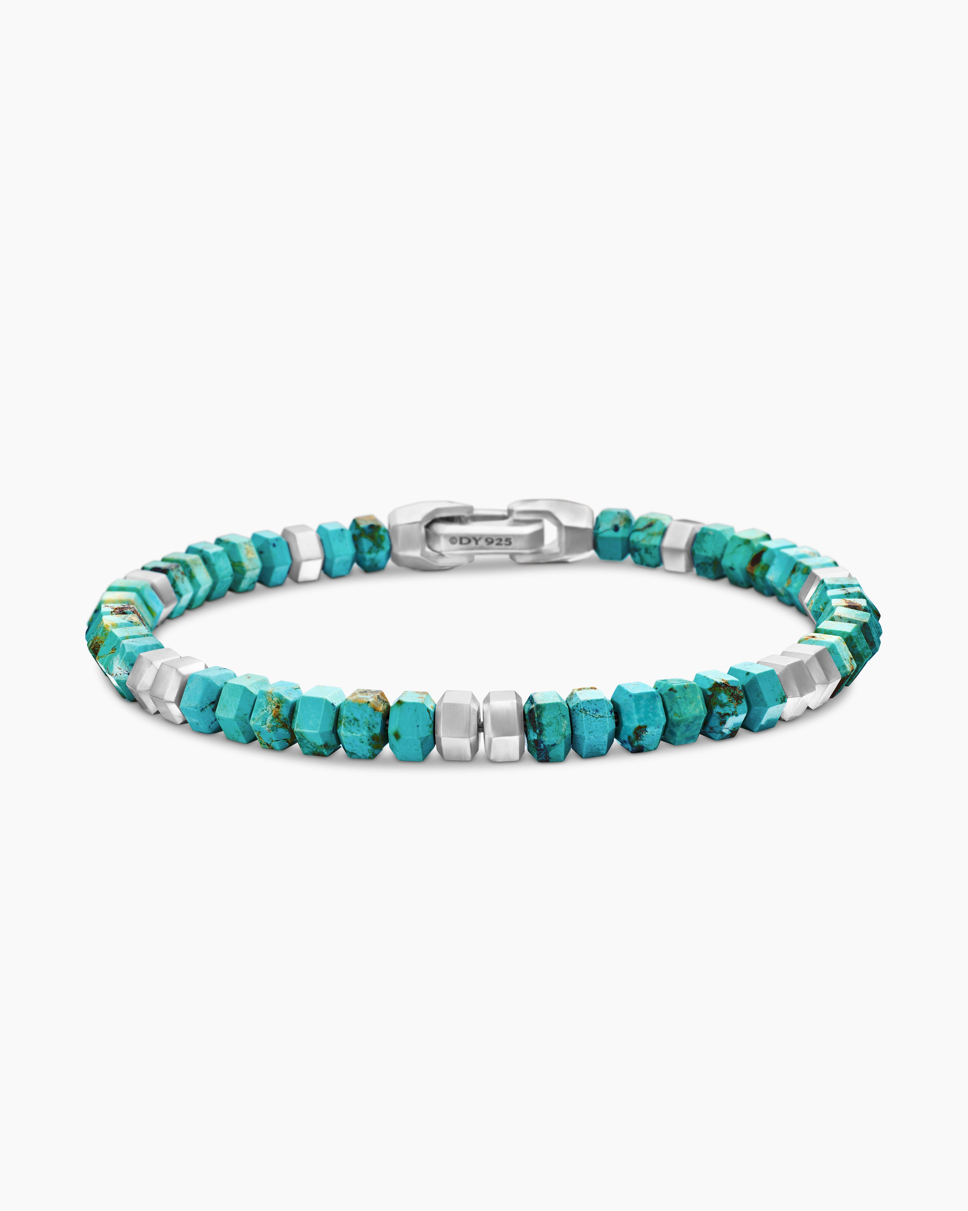 Bracelet de perles Hex en argent sterling, 6 mm hommes 
