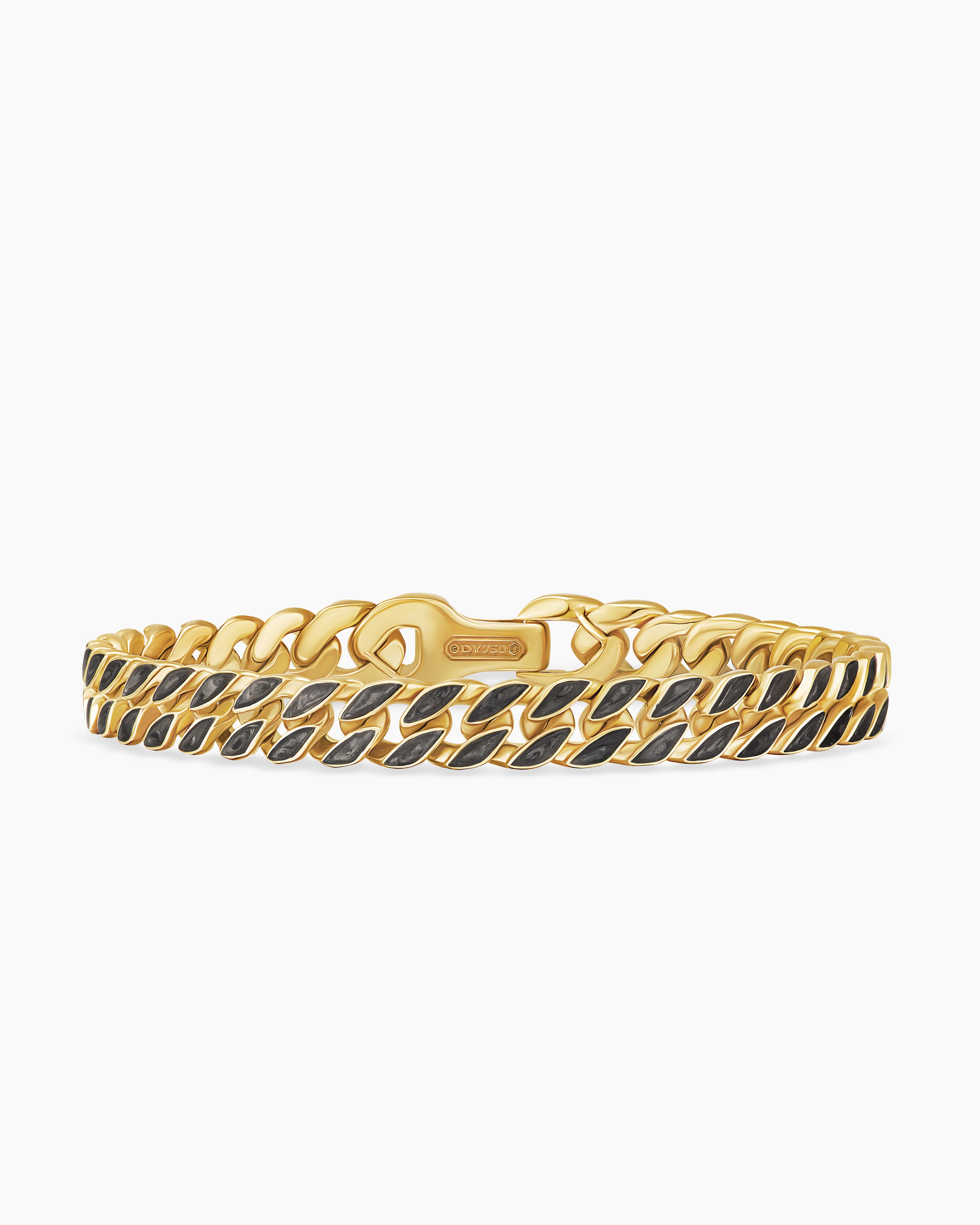 Mens Curb Chain Bracelet in 18K Yellow Gold, 8mm