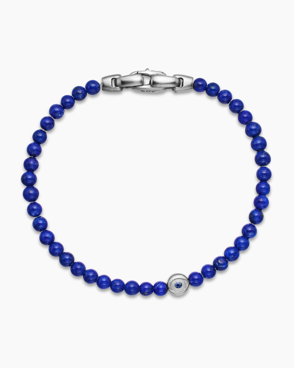 Mens Spiritual Beads Evil Eye Bracelet in Sterling Silver, 4mm