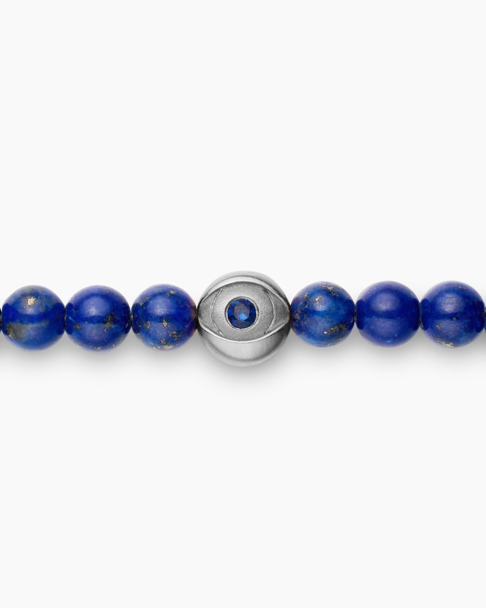 Mens Spiritual Beads Evil Eye Bracelet in Sterling Silver, 4mm