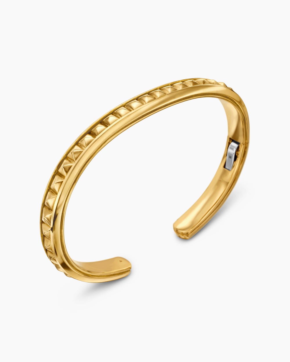 Mens Pyramid Cuff Bracelet in 18K Yellow Gold, 7mm