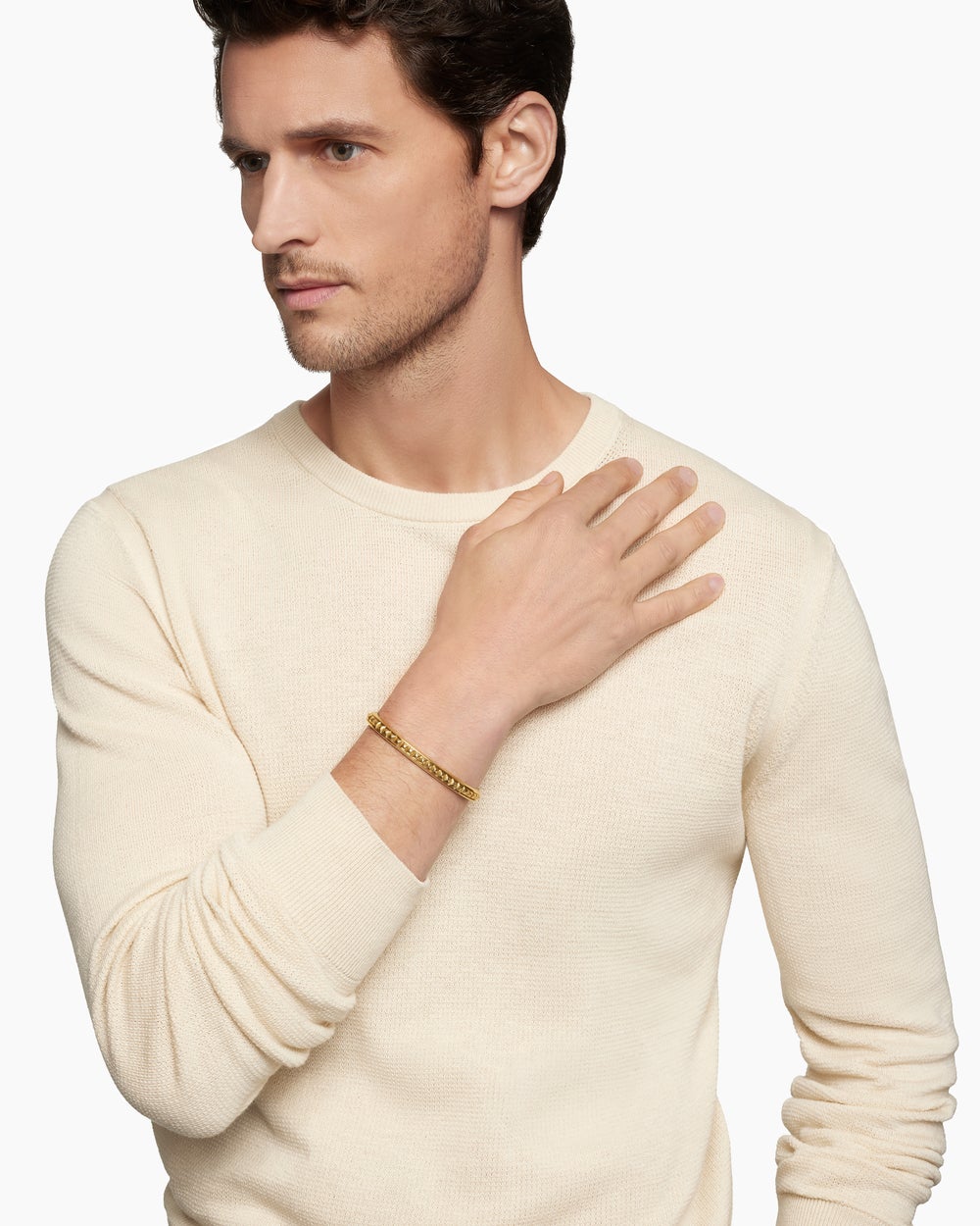 Mens Pyramid Cuff Bracelet in 18K Yellow Gold, 7mm
