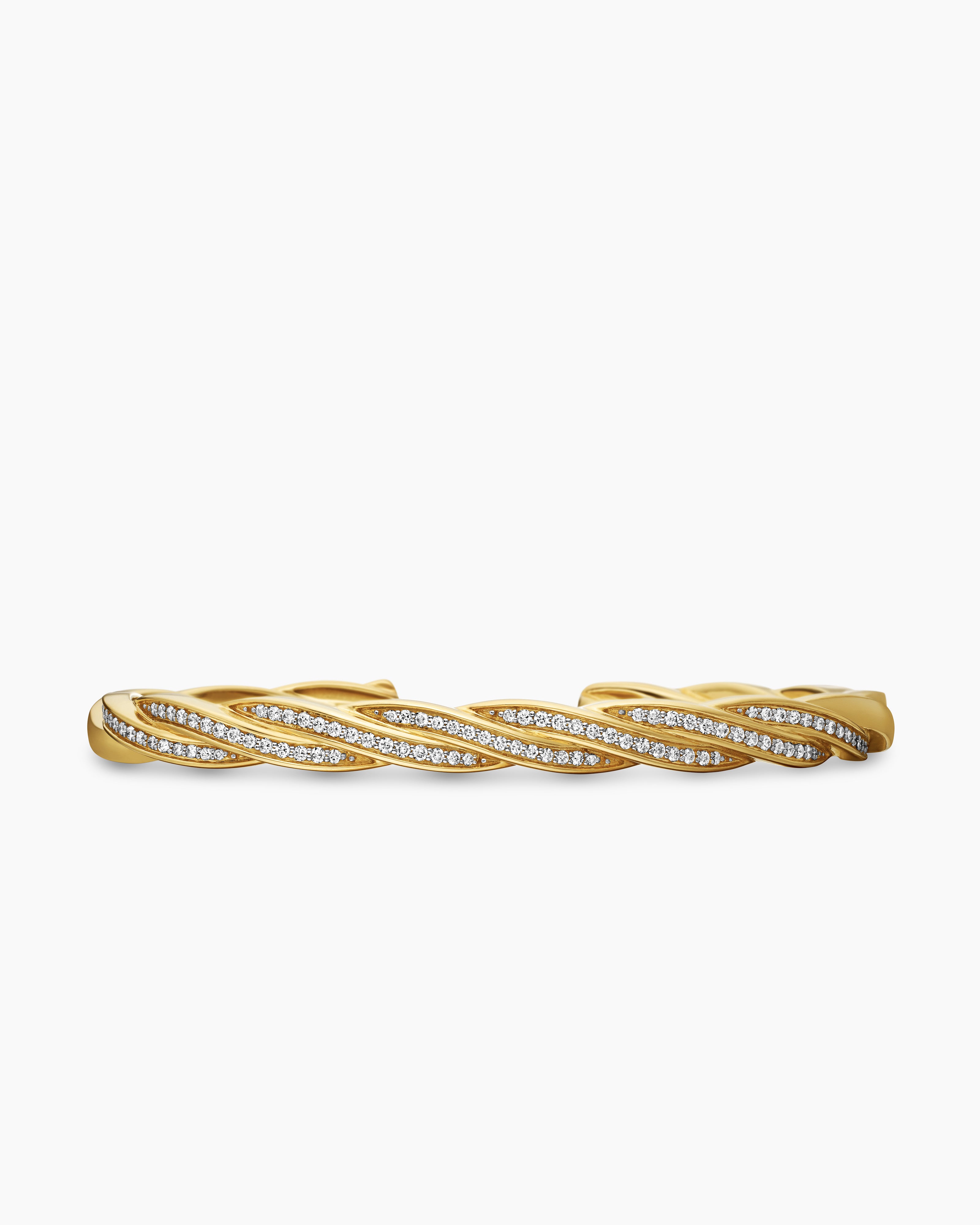 Mens DY Helios Cuff Bracelet in 18K Yellow Gold, 6mm