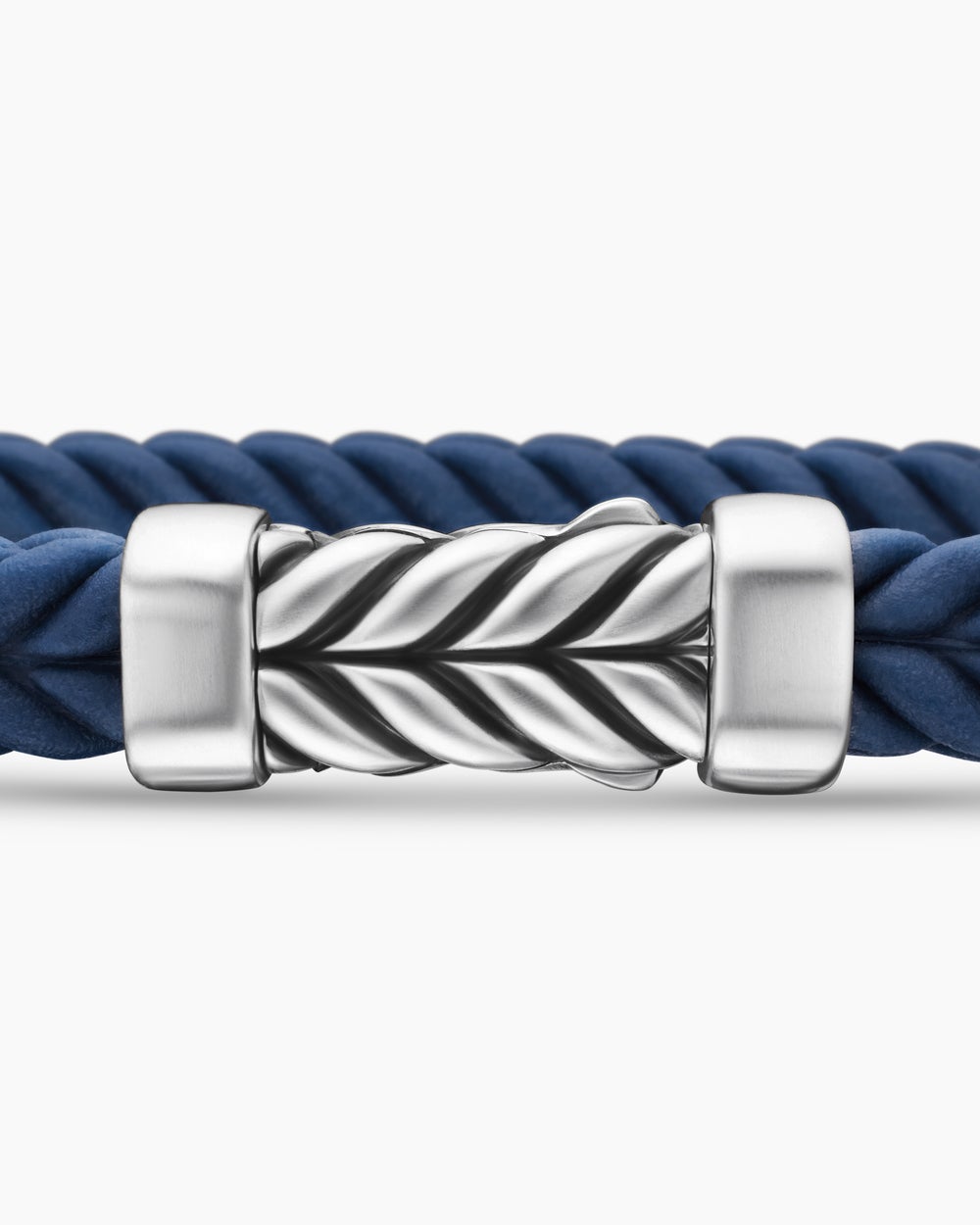 Mens Chevron Rubber Bracelet with Sterling Silver, 6mm