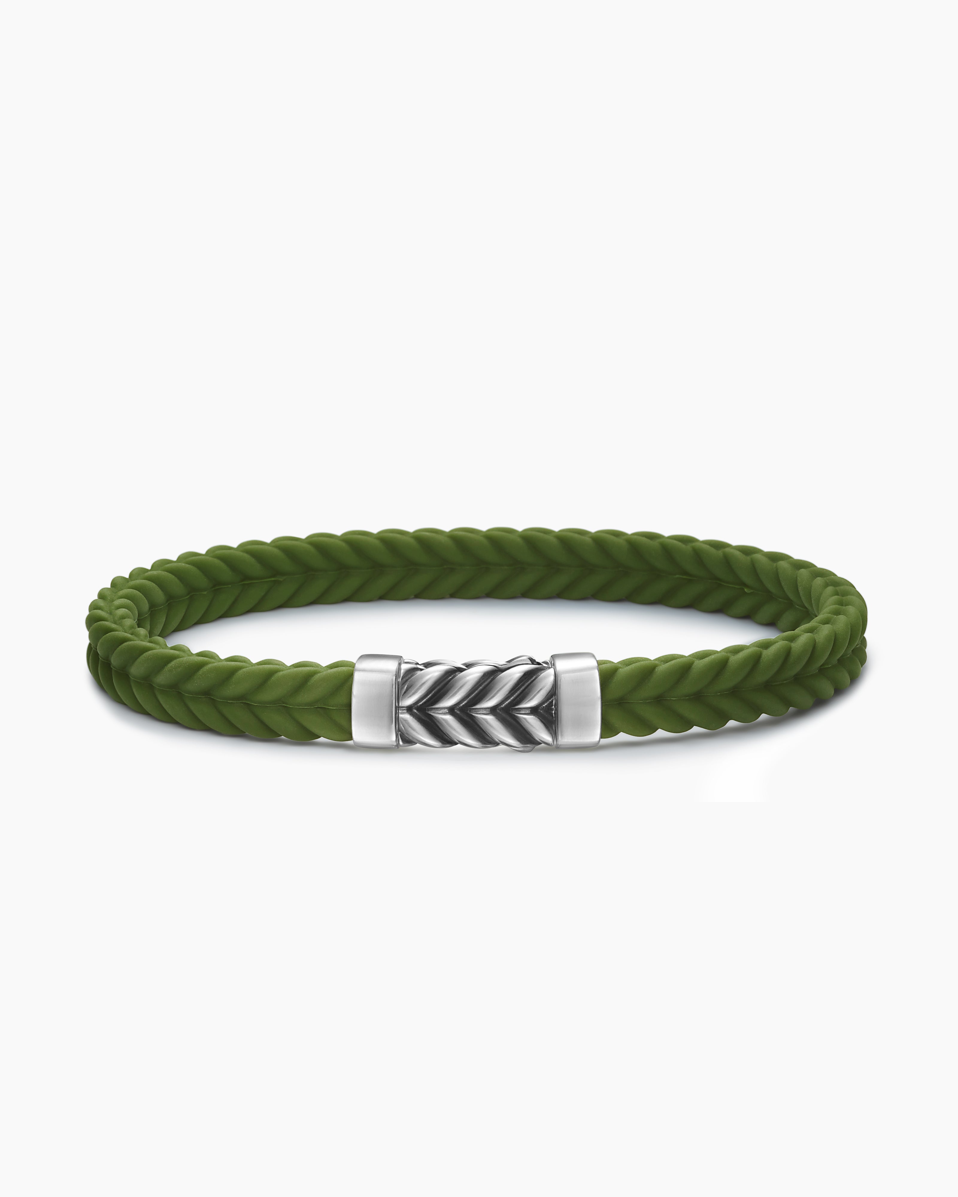Bracelet Chevron en caoutchouc avec argent sterling, 6 mm hommes 