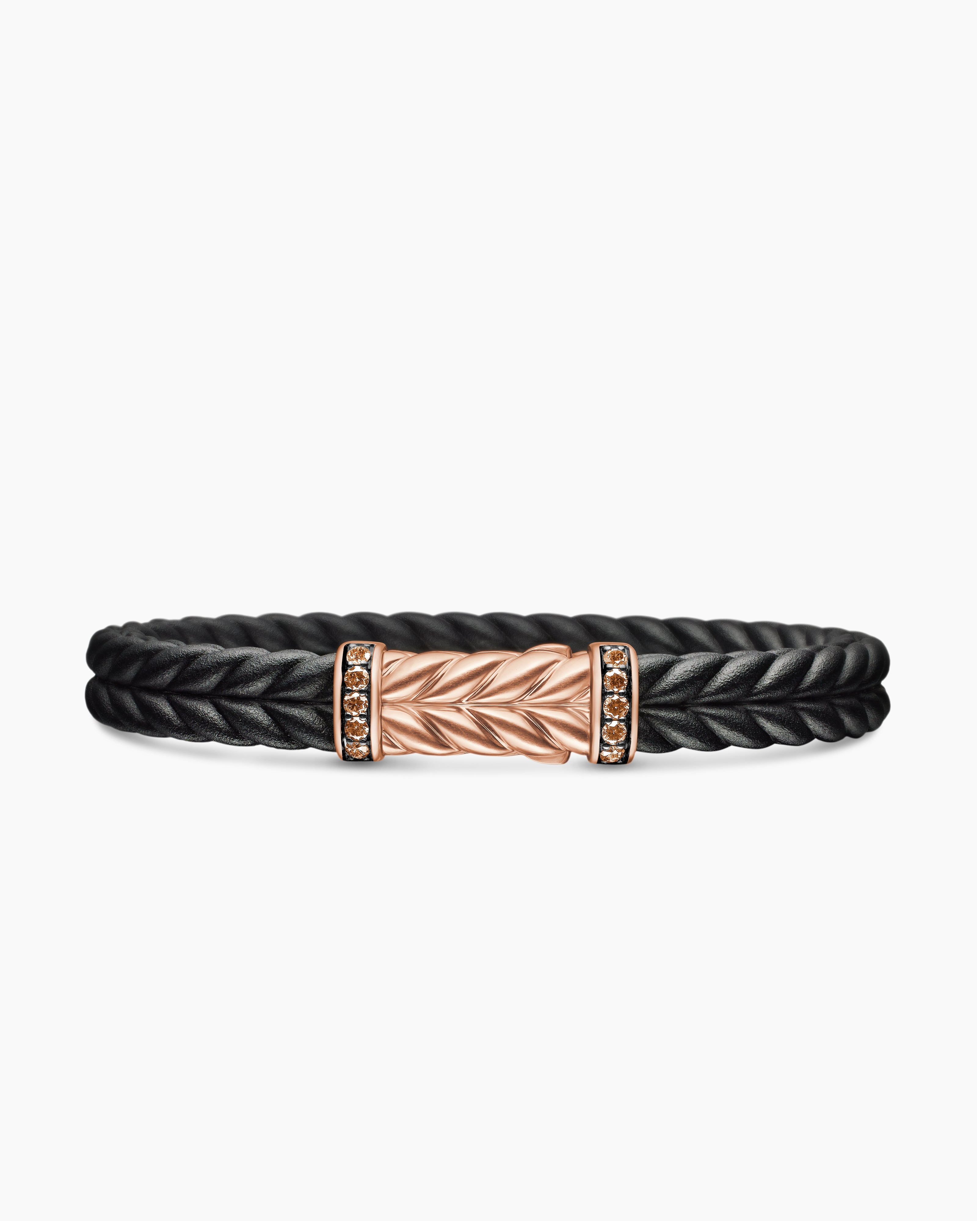 Bracelet Chevron en caoutchouc avec or rose 18 carats, 9 mm hommes 