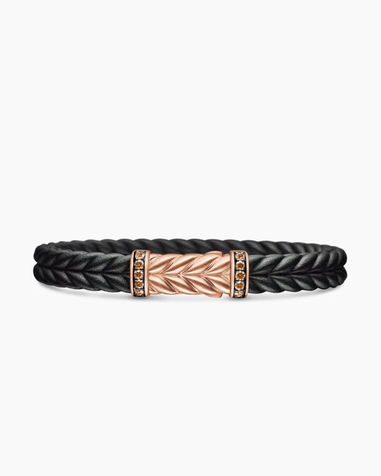 Chevron Rubber Bracelet with 18K Rose Gold, 9mm