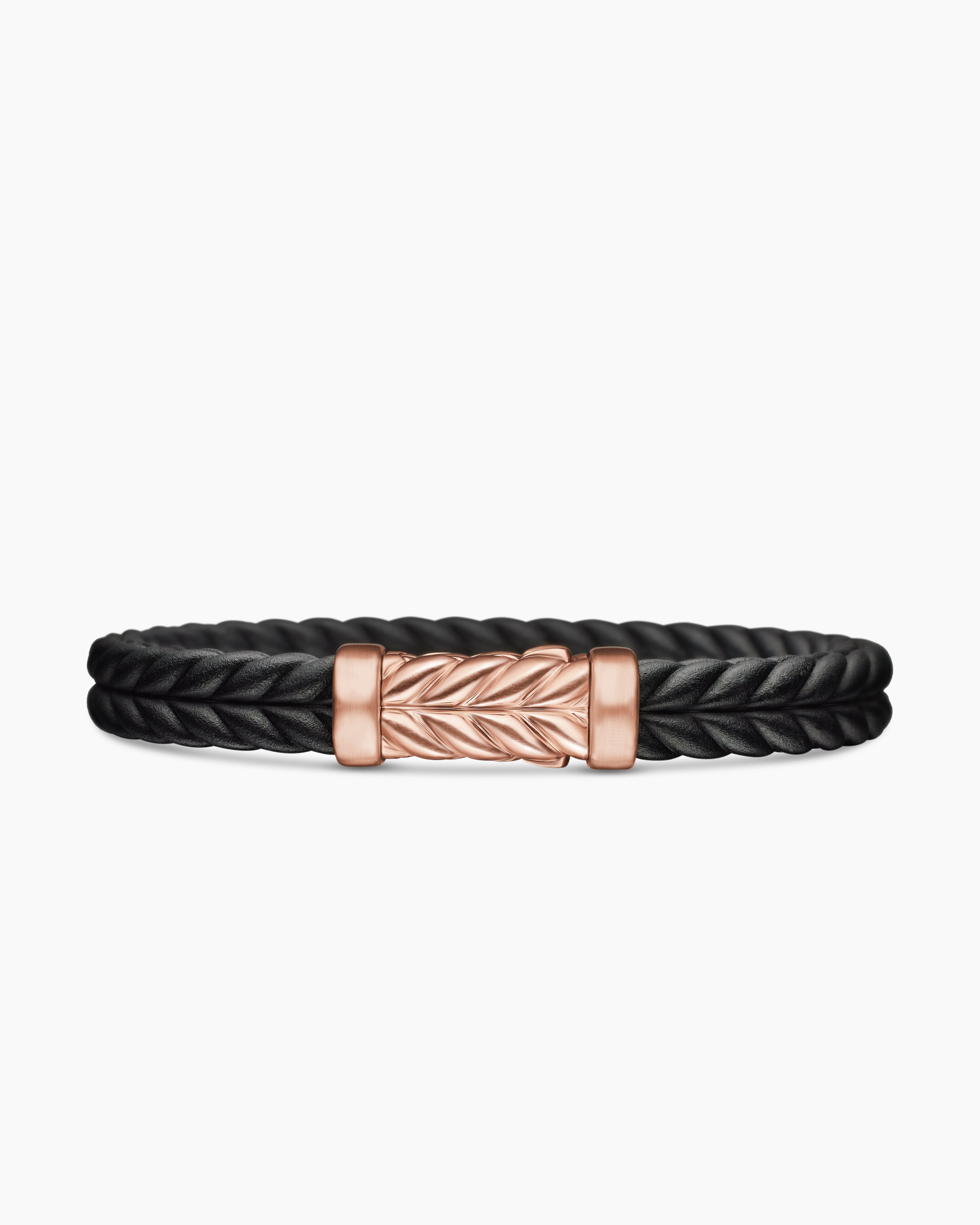 Bracelet Chevron en caoutchouc avec or rose 18 carats, 9 mm hommes 