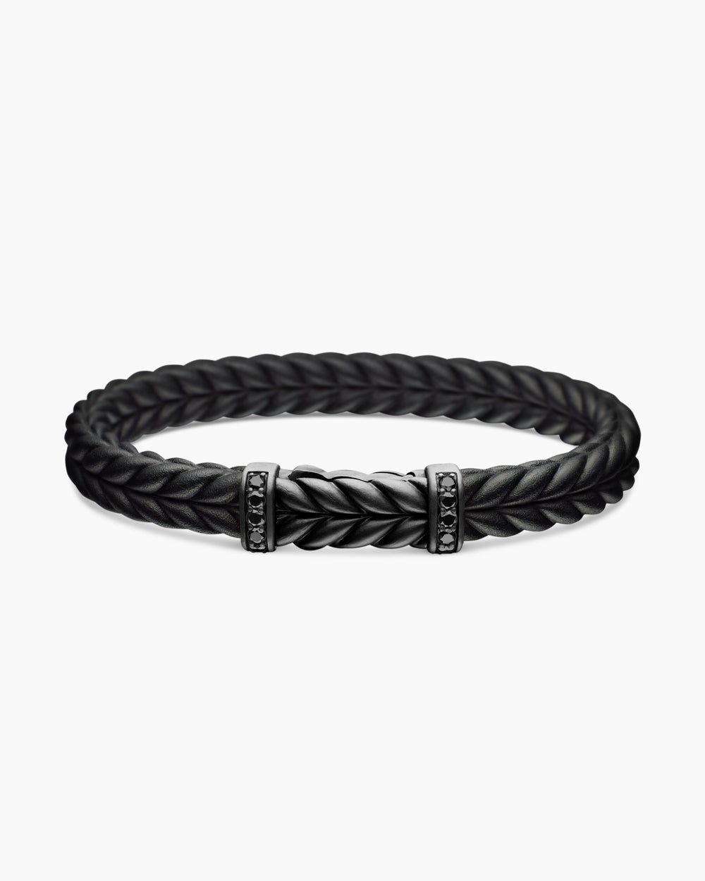 Bracelet Chevron en caoutchouc avec titane noir, 9 mm hommes