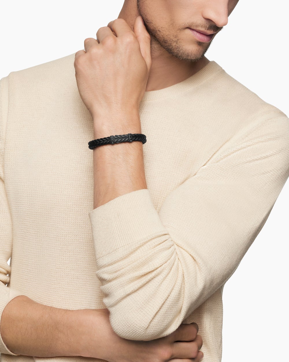 Bracelet Chevron en caoutchouc avec titane noir, 9 mm hommes