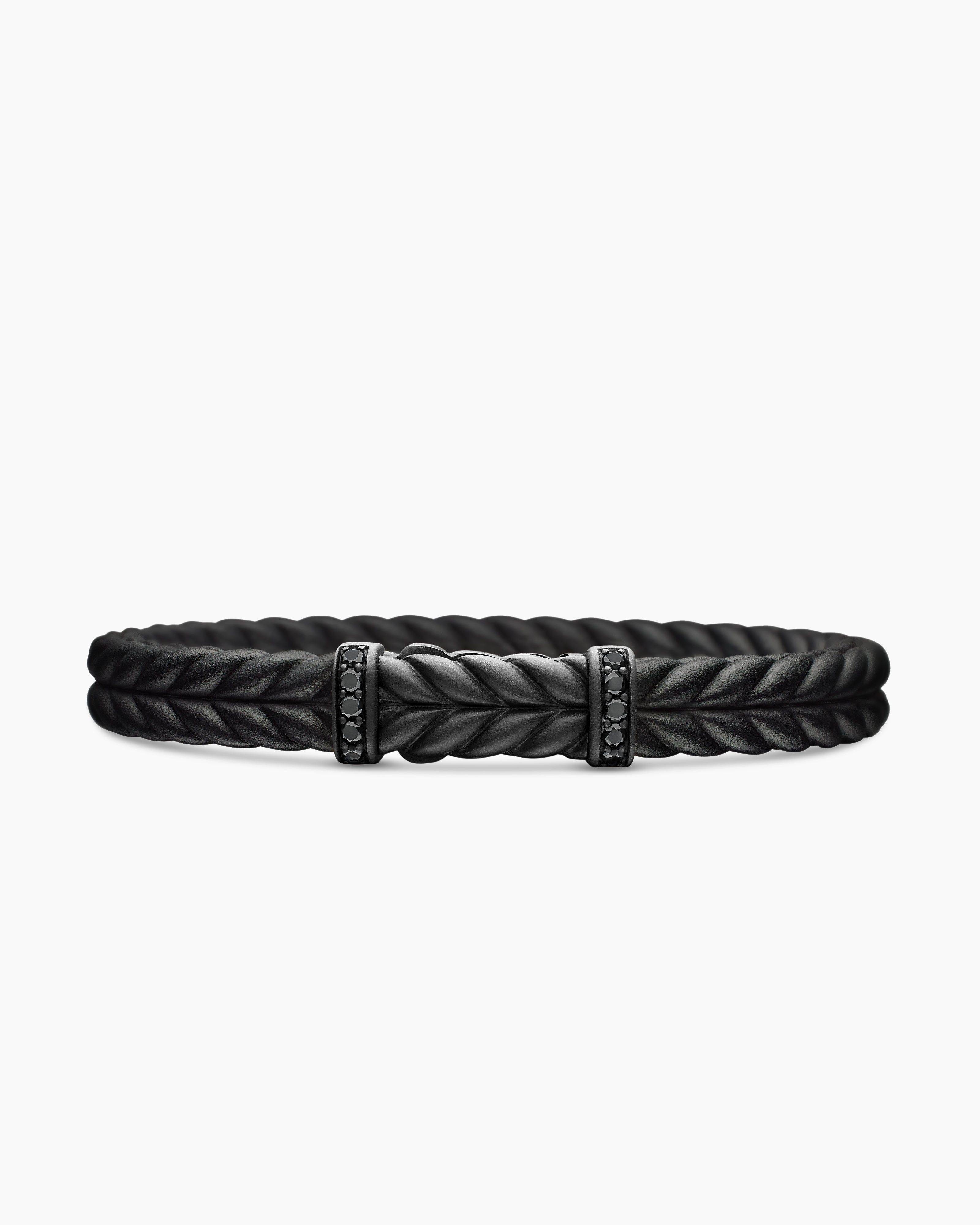 Bracelet Chevron en caoutchouc avec titane noir, 9 mm hommes 