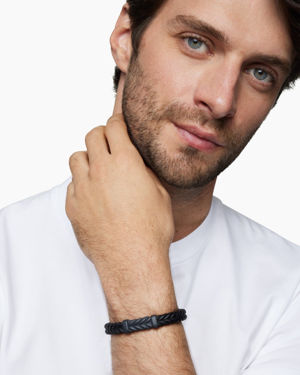 Bracelet Chevron en caoutchouc avec titane noir, 9 mm hommes