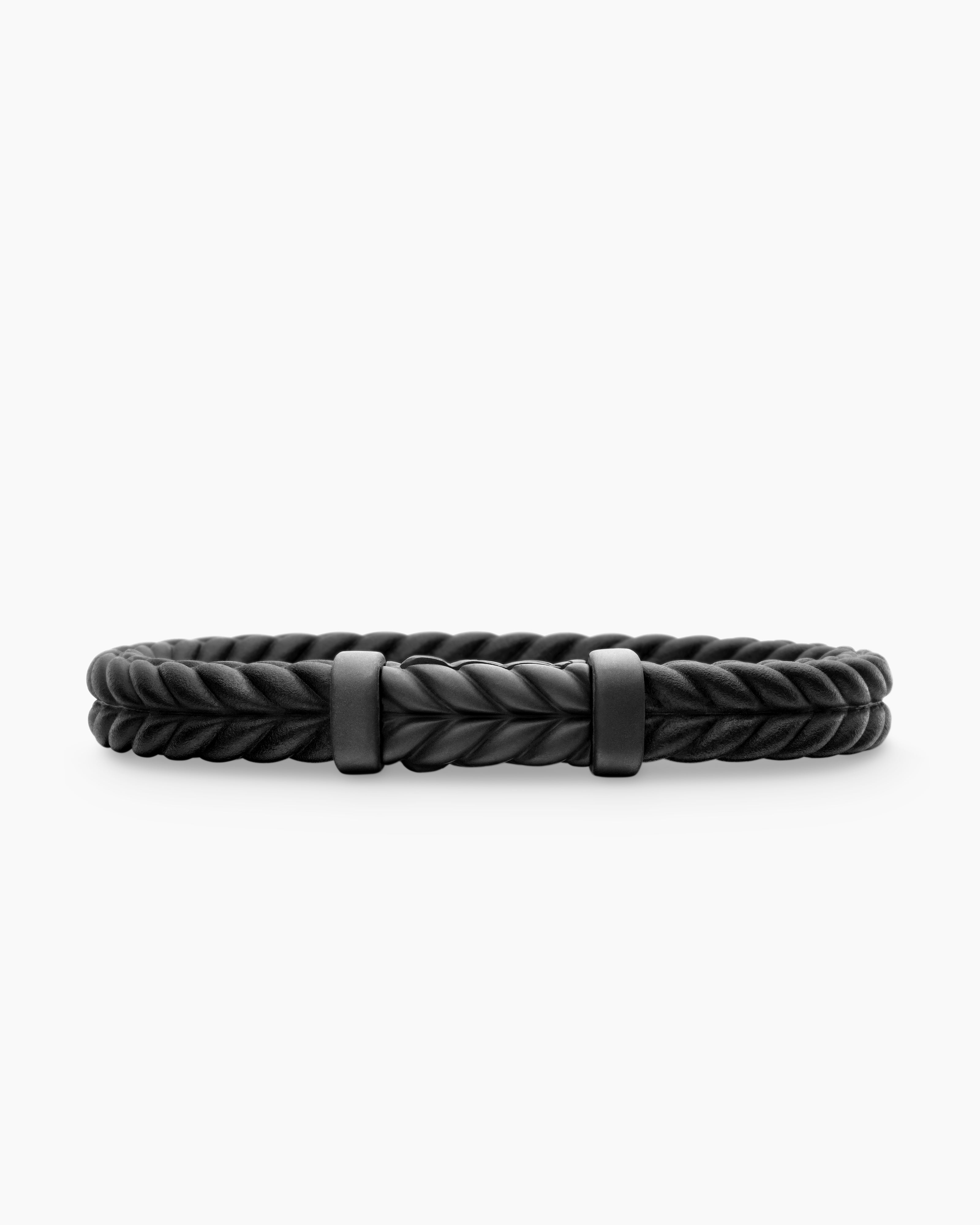 Bracelet Chevron en caoutchouc avec titane noir, 9 mm hommes 