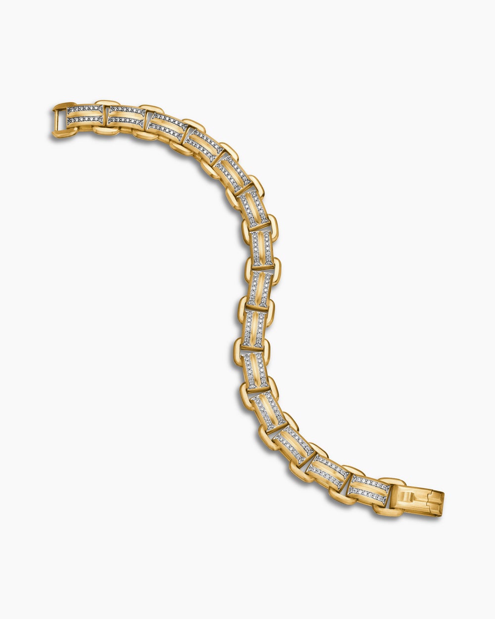 Mens Streamline® Link Bracelet in 18K Yellow Gold with Diamonds, 7.5mm