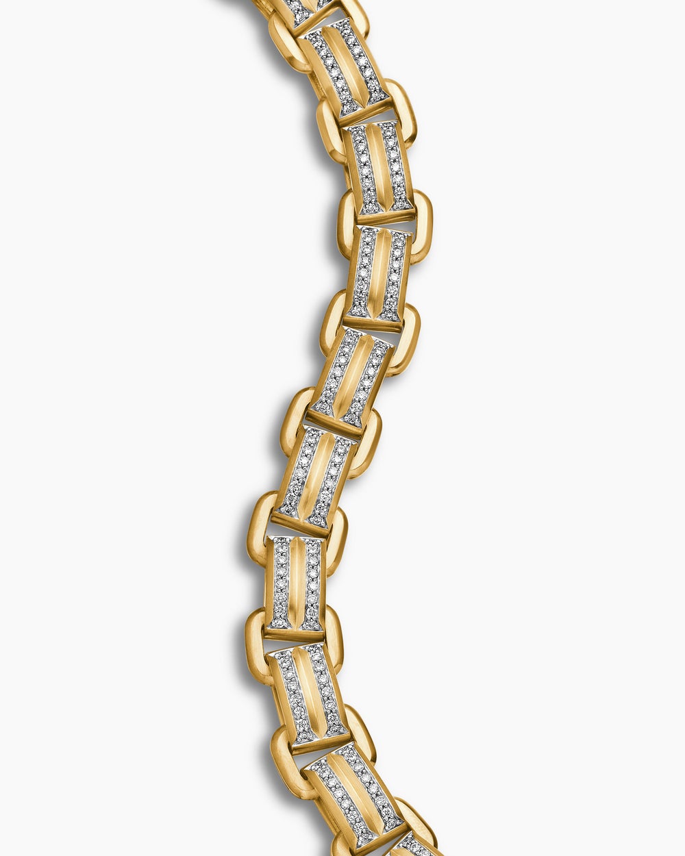 Mens Streamline® Link Bracelet in 18K Yellow Gold with Diamonds, 7.5mm