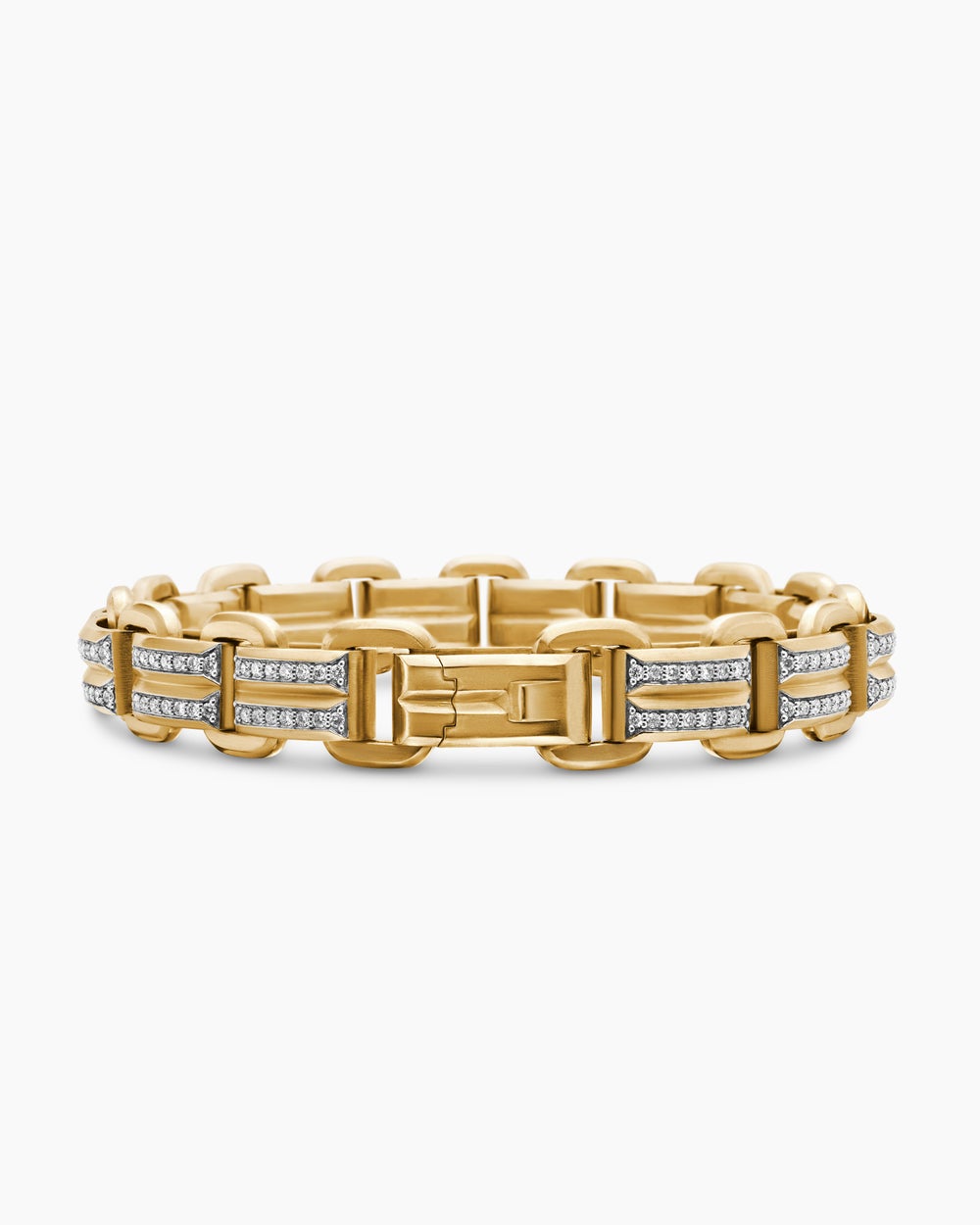 Mens Streamline® Link Bracelet in 18K Yellow Gold with Diamonds, 7.5mm