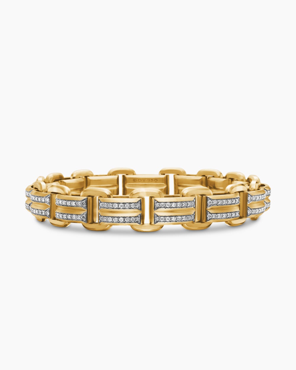 Mens Streamline® Link Bracelet in 18K Yellow Gold with Diamonds, 7.5mm