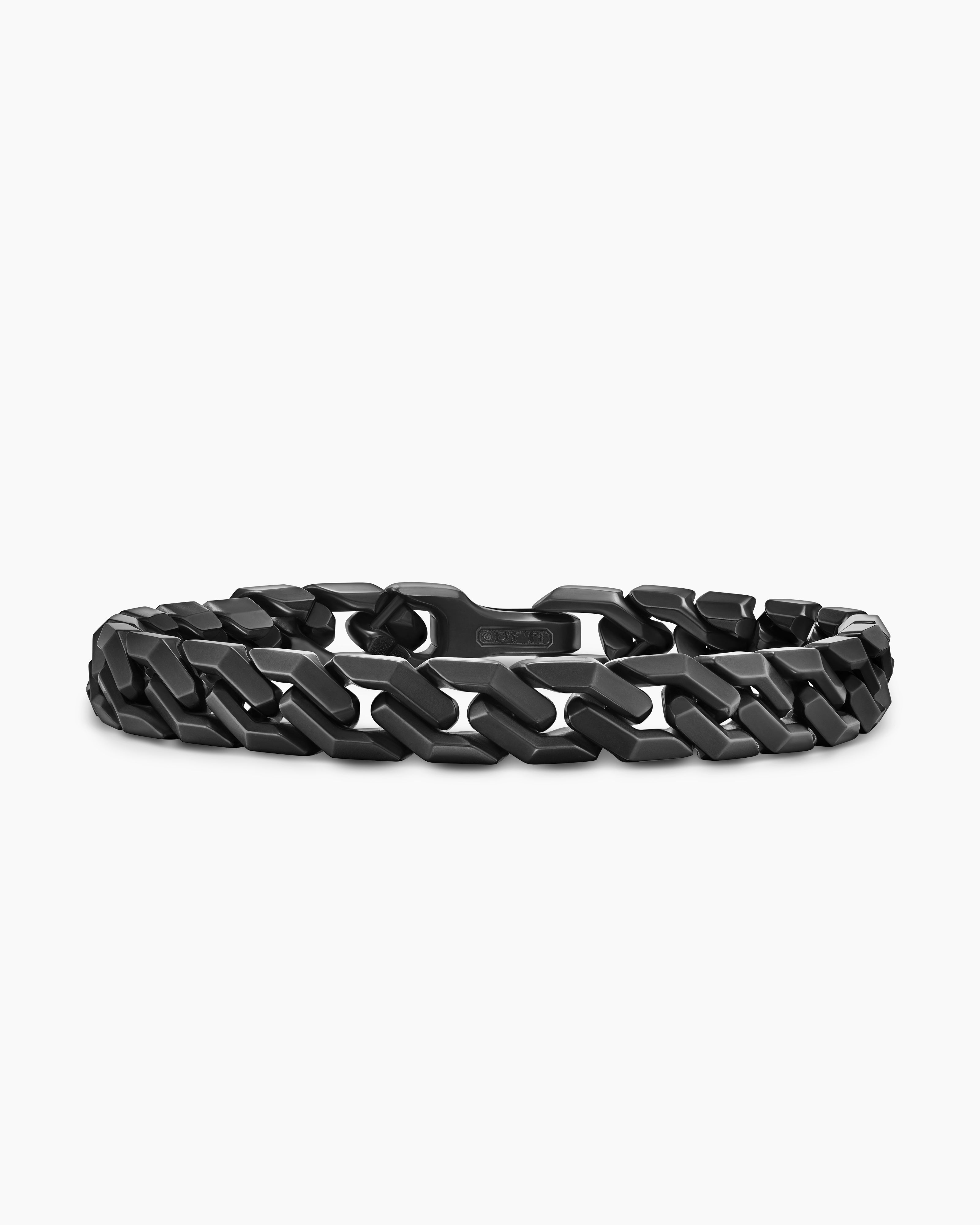 Mens Curb Chain Angular Link Bracelet in Black Titanium, 8.7mm