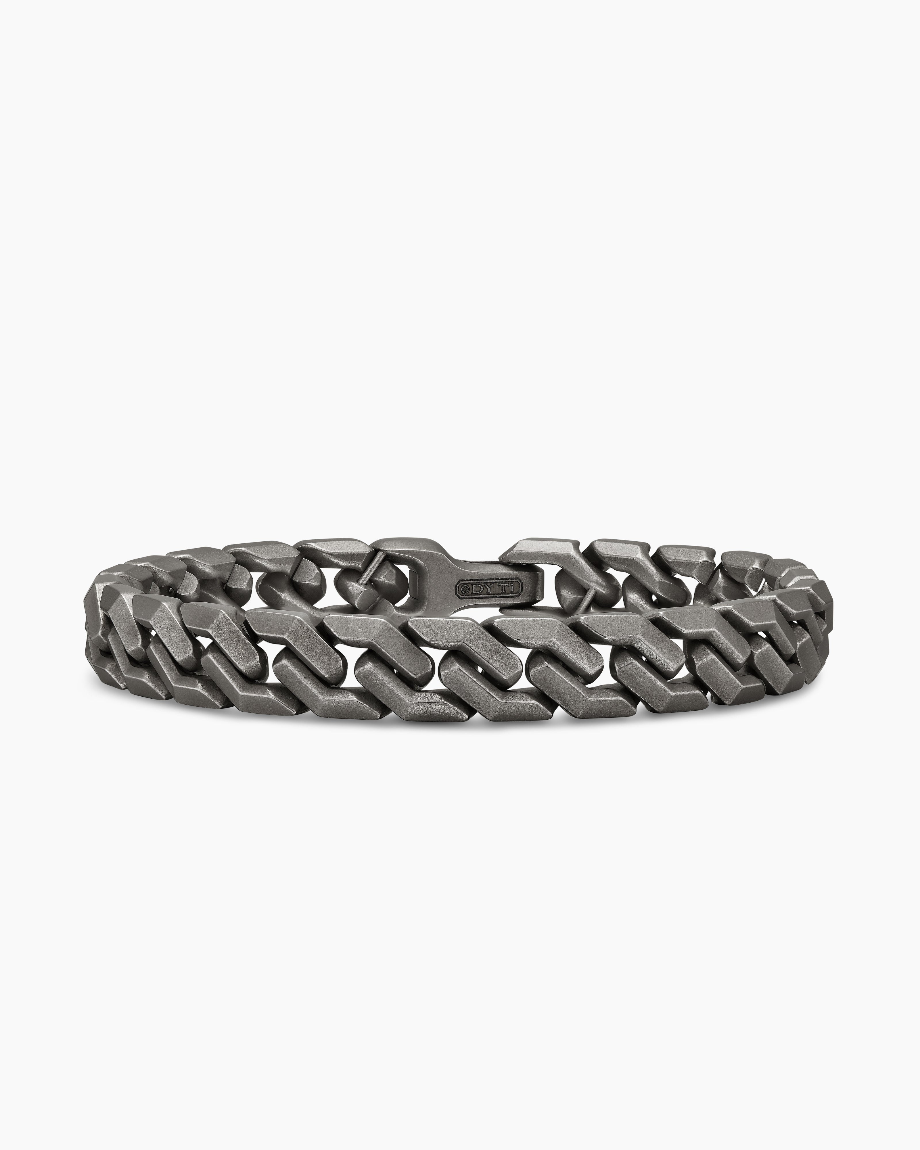 Mens Curb Chain Angular Link Bracelet in Anthracite Titanium, 8.7mm