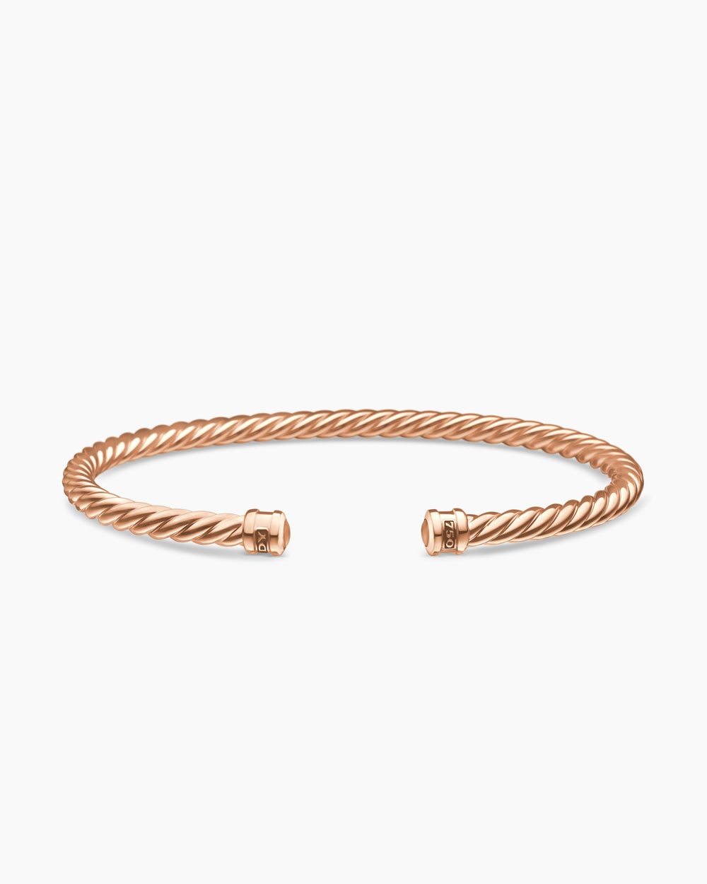 Mens Cable Cuff Bracelet in 18ct Rose Gold, 4mm