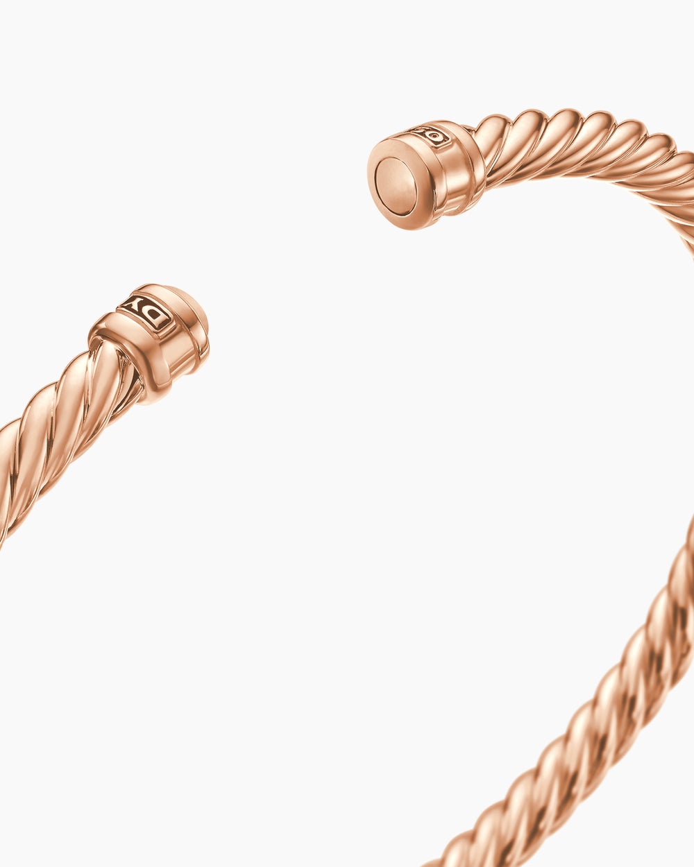 Mens Cable Cuff Bracelet in 18ct Rose Gold, 4mm
