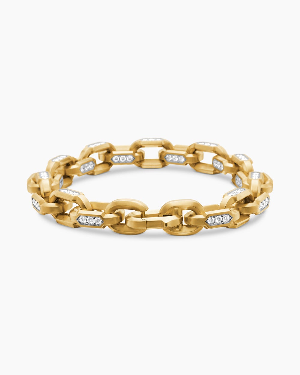 Bracelet à maillons Chain Hex en or jaune 18 carats avec diamants, 9,5 mm