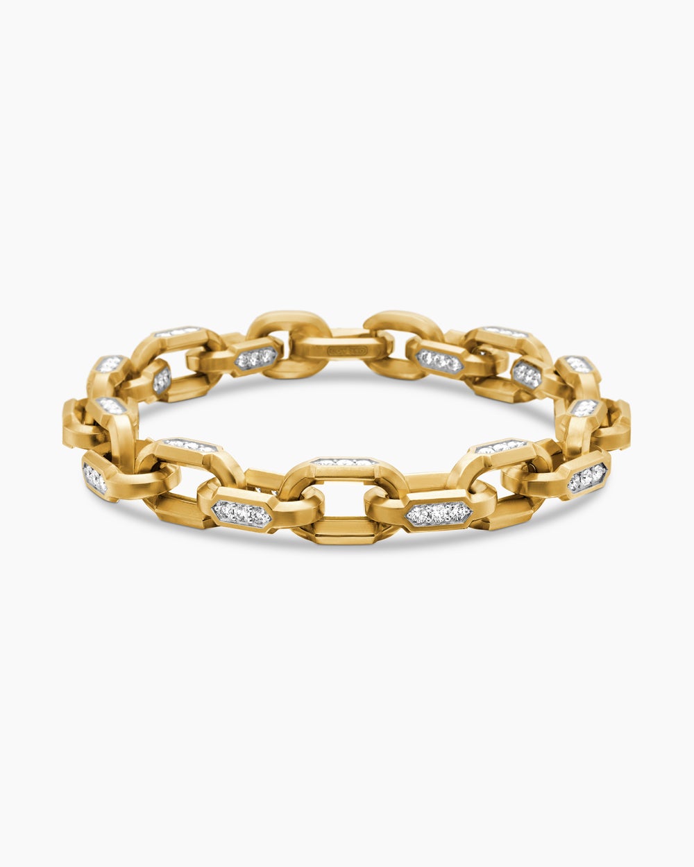 Bracelet à maillons Chain Hex en or jaune 18 carats avec diamants, 9,5 mm