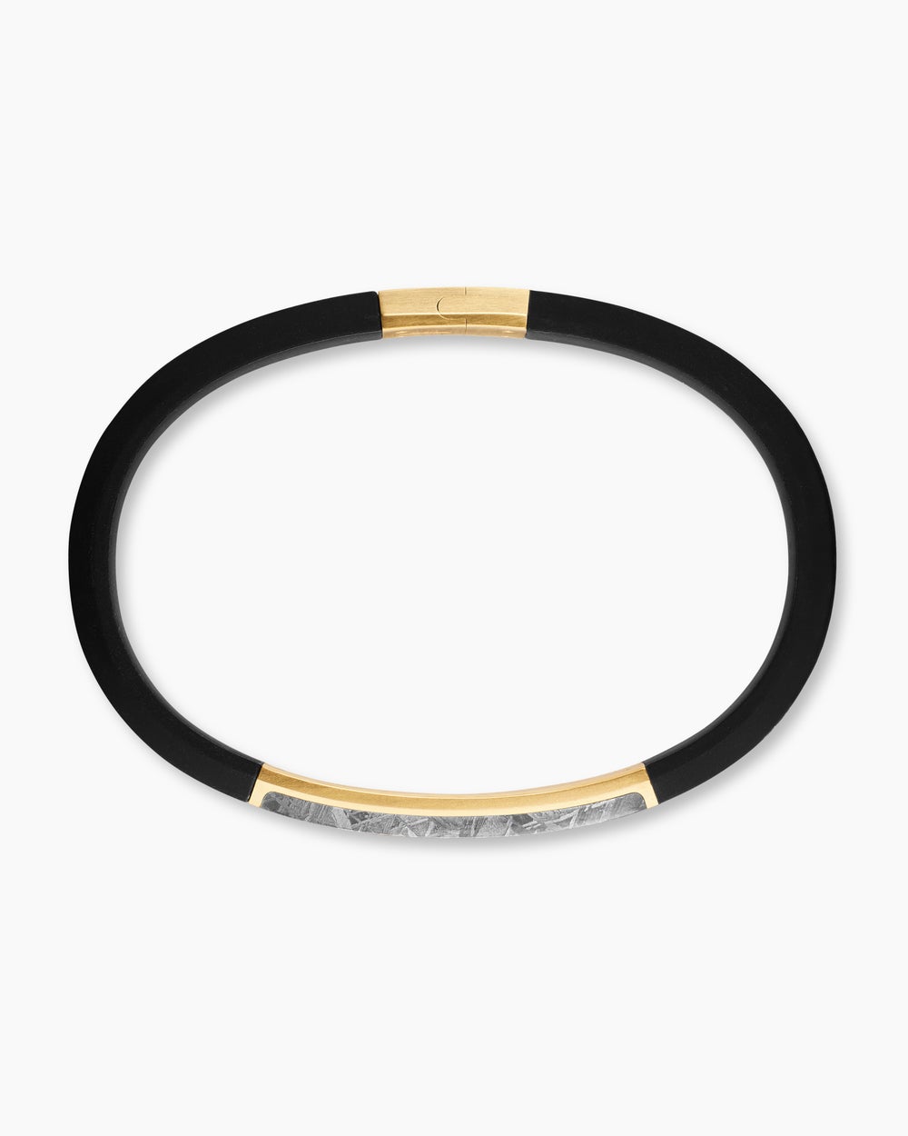 Mens Streamline ID Rubber Bracelet with 18K Yellow Gold, 10mm