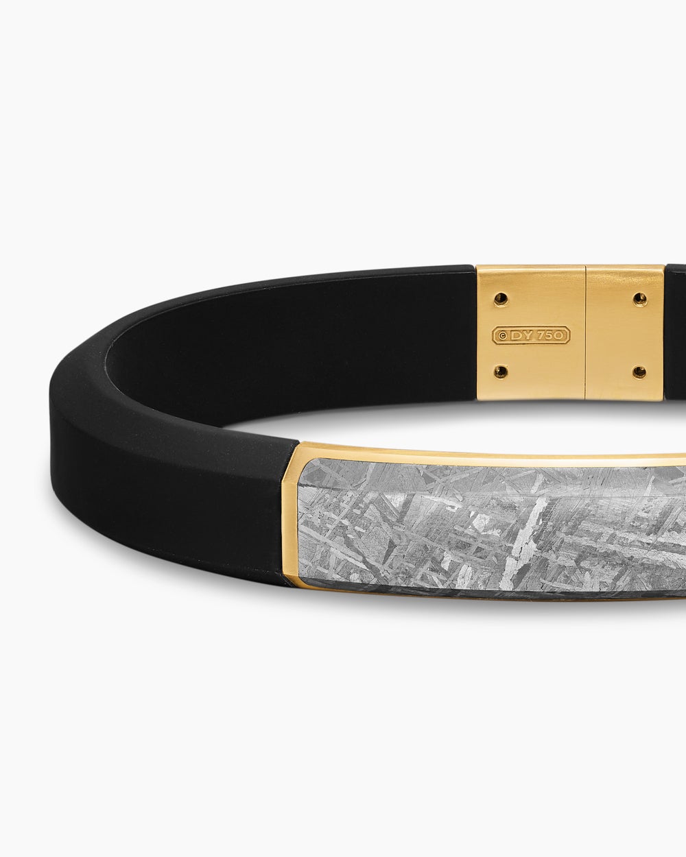 Mens Streamline ID Rubber Bracelet with 18K Yellow Gold, 10mm
