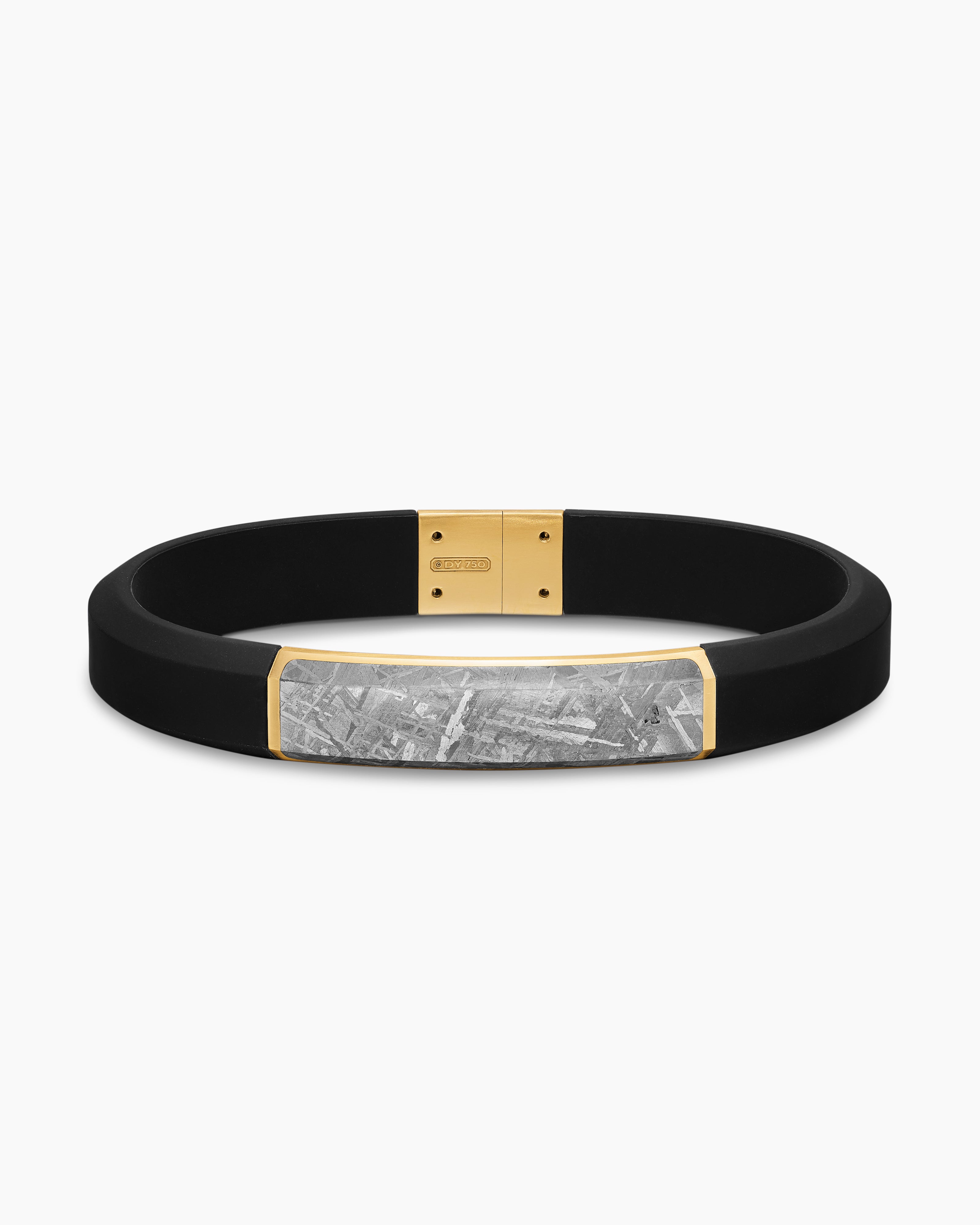 Mens Streamline ID Rubber Bracelet with 18K Yellow Gold, 10mm