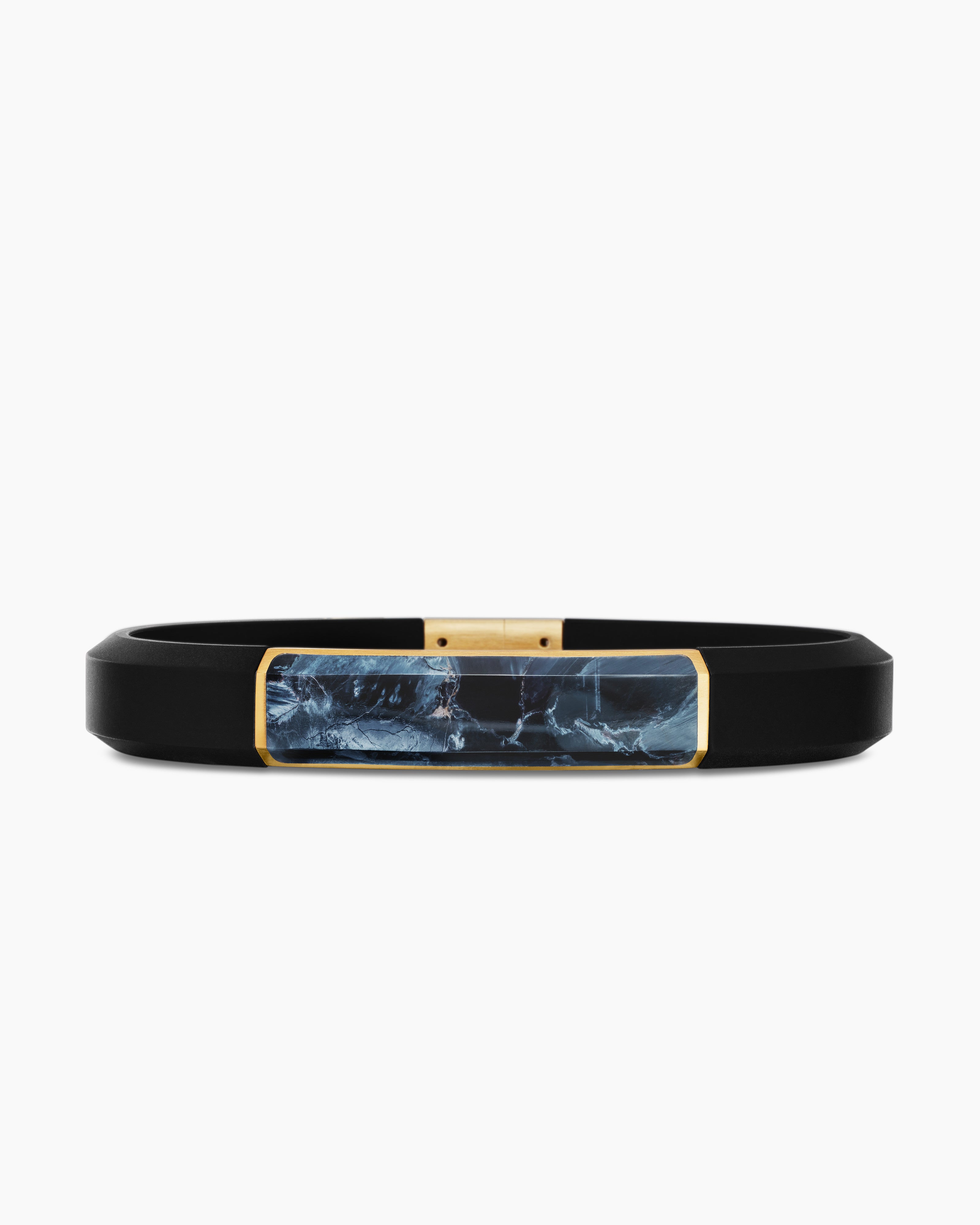 Gourmette d&rsquo;identification Streamline en caoutchouc avec or jaune 18 carats, 10 mm hommes 