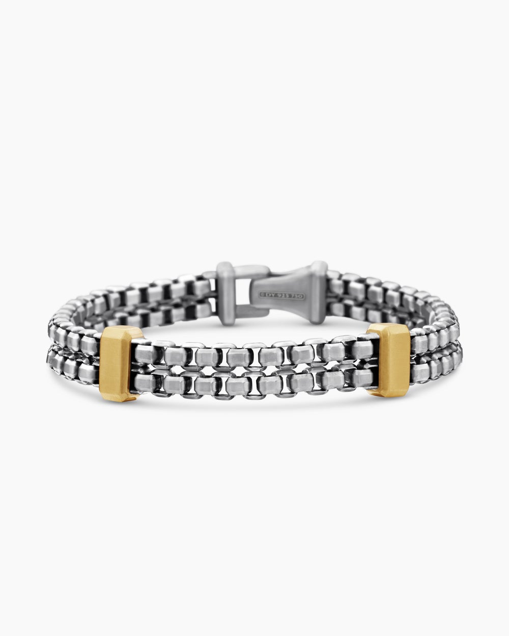 Bracelet double Box Chain en argent massif avec or jaune 18 carats, 10,5 mm homme