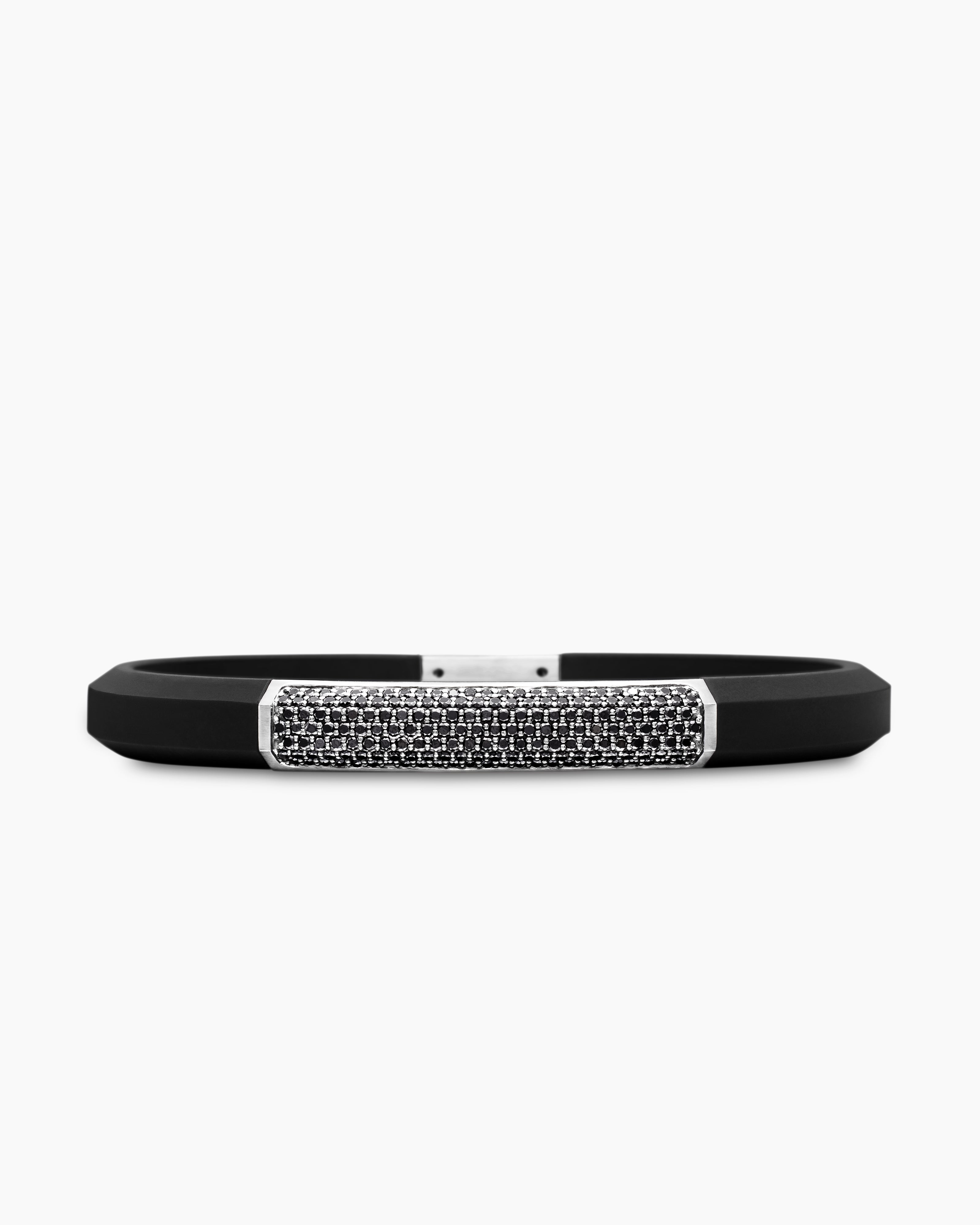 Mens Streamline ID Rubber Bracelet with Sterling Silver, 8mm