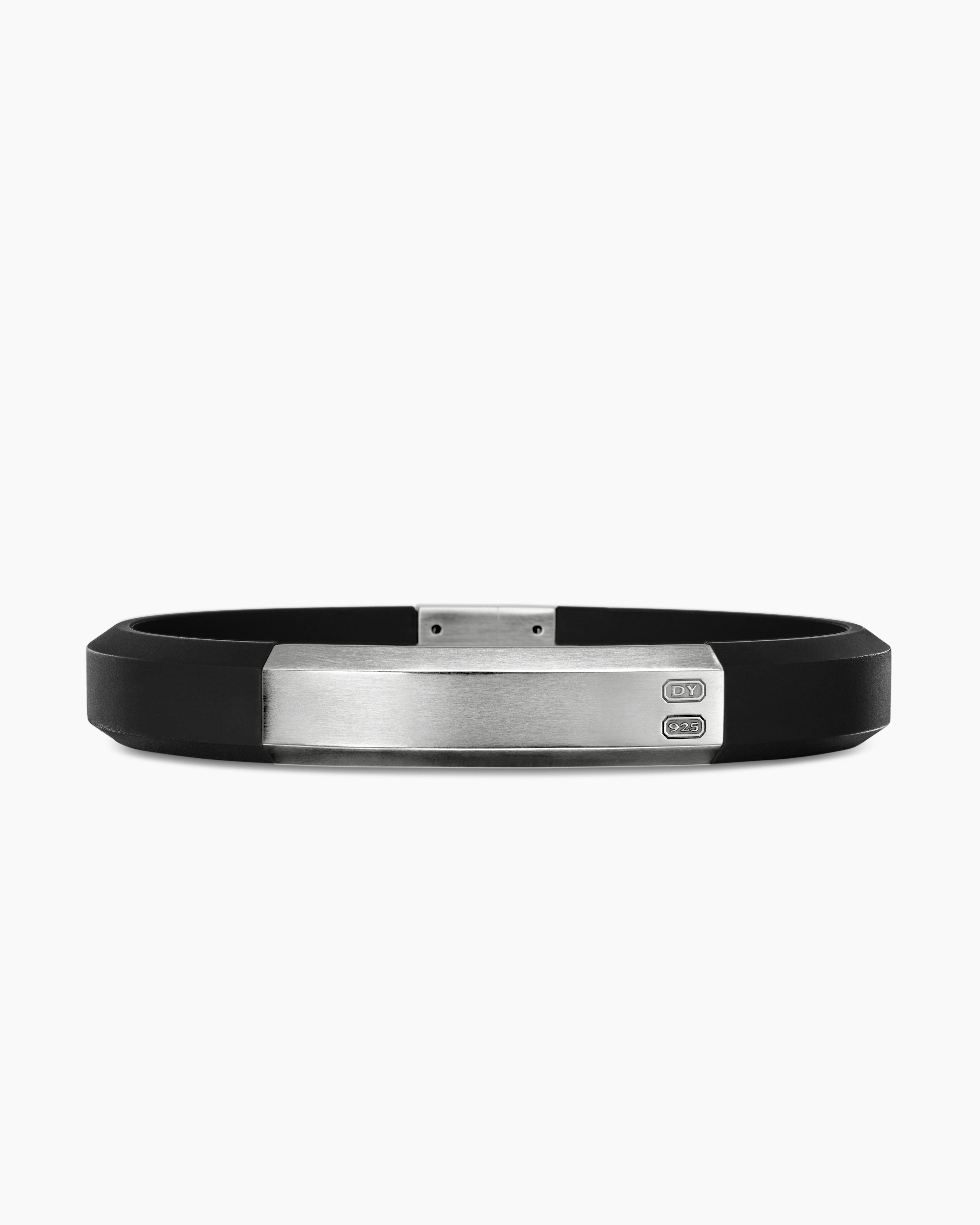 Mens Streamline ID Rubber Bracelet with Sterling Silver, 8mm