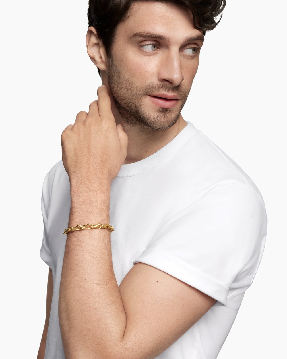 Bracelet à maillons à facettes en or jaune 18 carats, 9 mm homme
