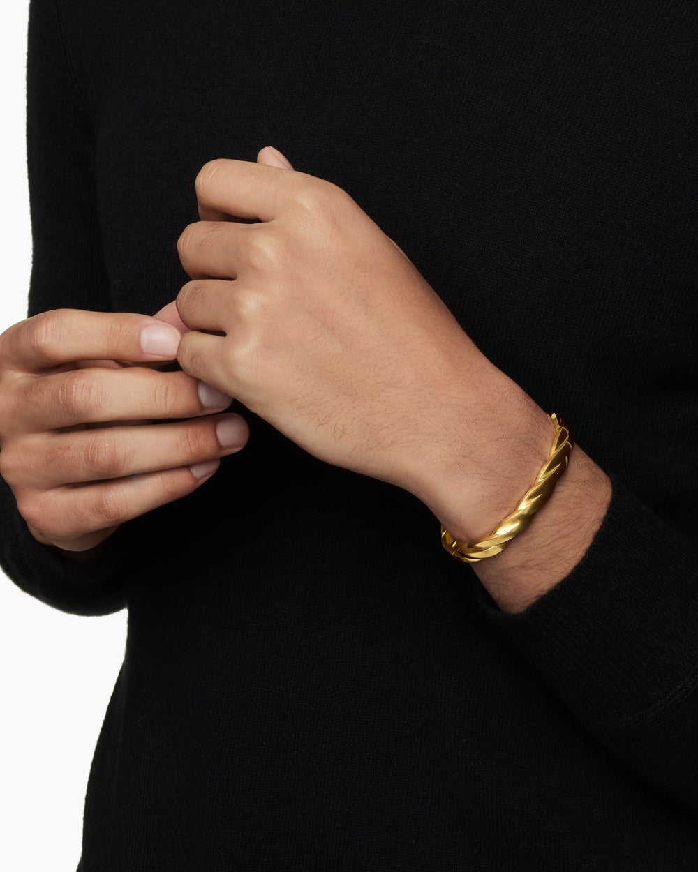 Bracelet manchette DY Helios en or jaune 18 carats, 9 mm homme