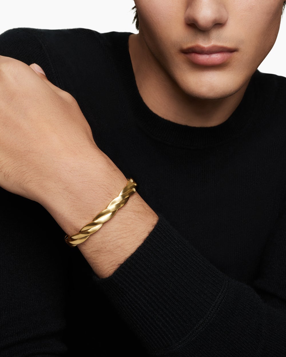 Bracelet manchette DY Helios en or jaune 18 carats, 9 mm homme