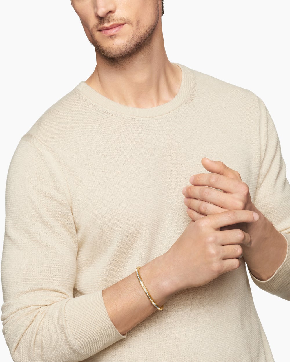 Mens Streamline® Bracelet in 18K Yellow Gold with Diamonds, 4.4mm