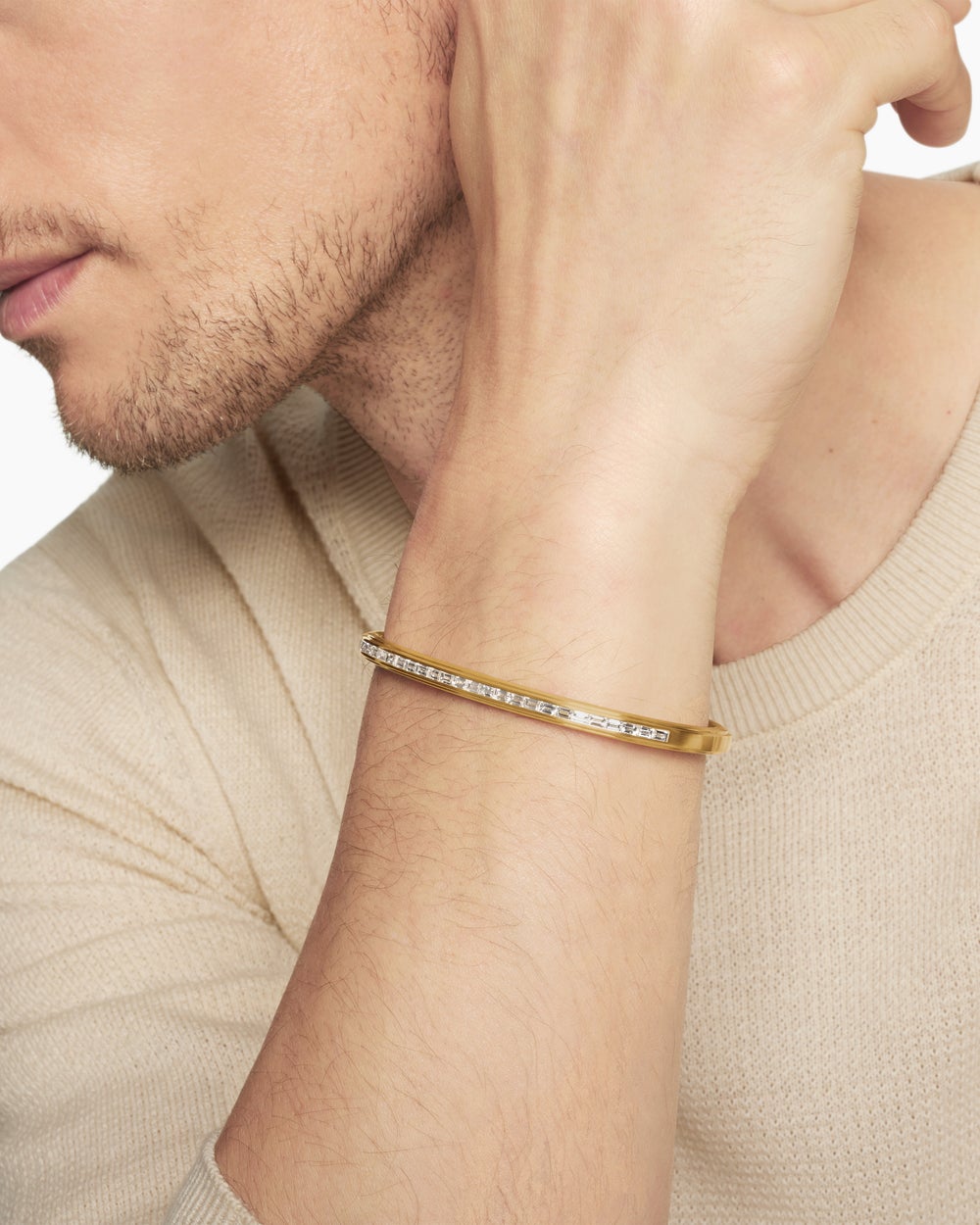 Mens Streamline® Bracelet in 18K Yellow Gold with Diamonds, 4.4mm