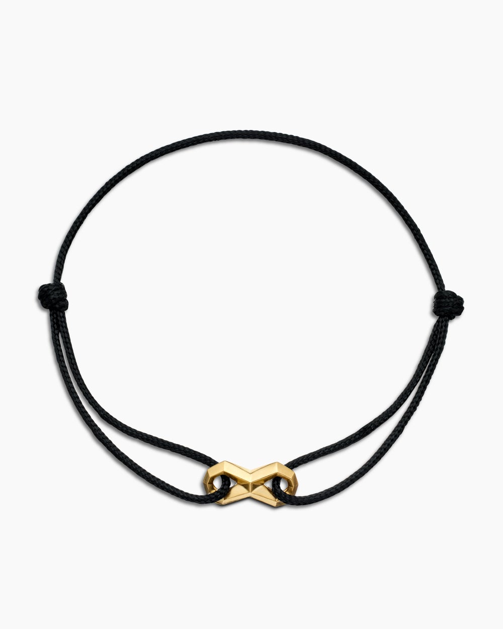 Mens Infinity Link Cord Bracelet with 18K Yellow Gold, 9mm