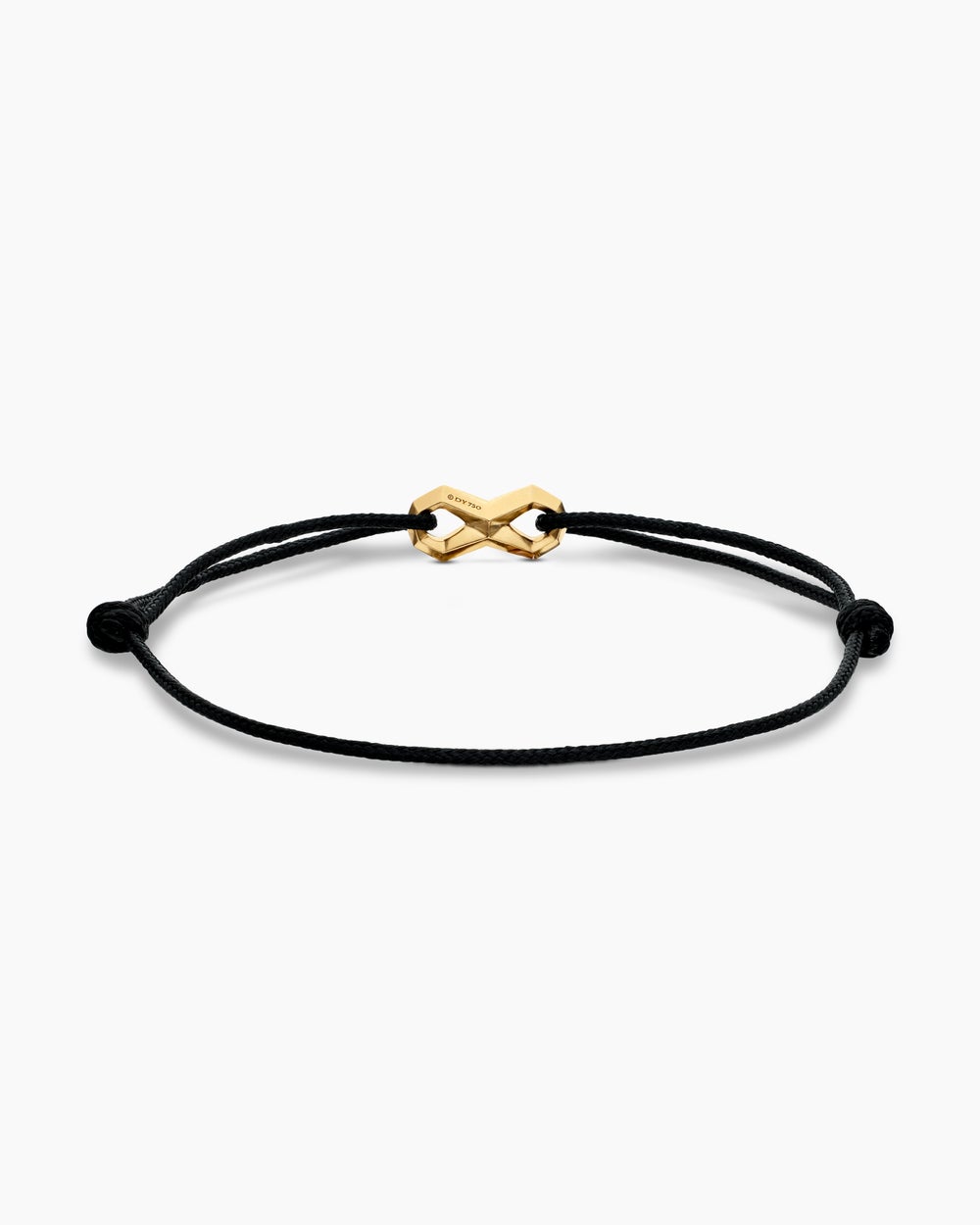 Mens Infinity Link Cord Bracelet with 18K Yellow Gold, 9mm