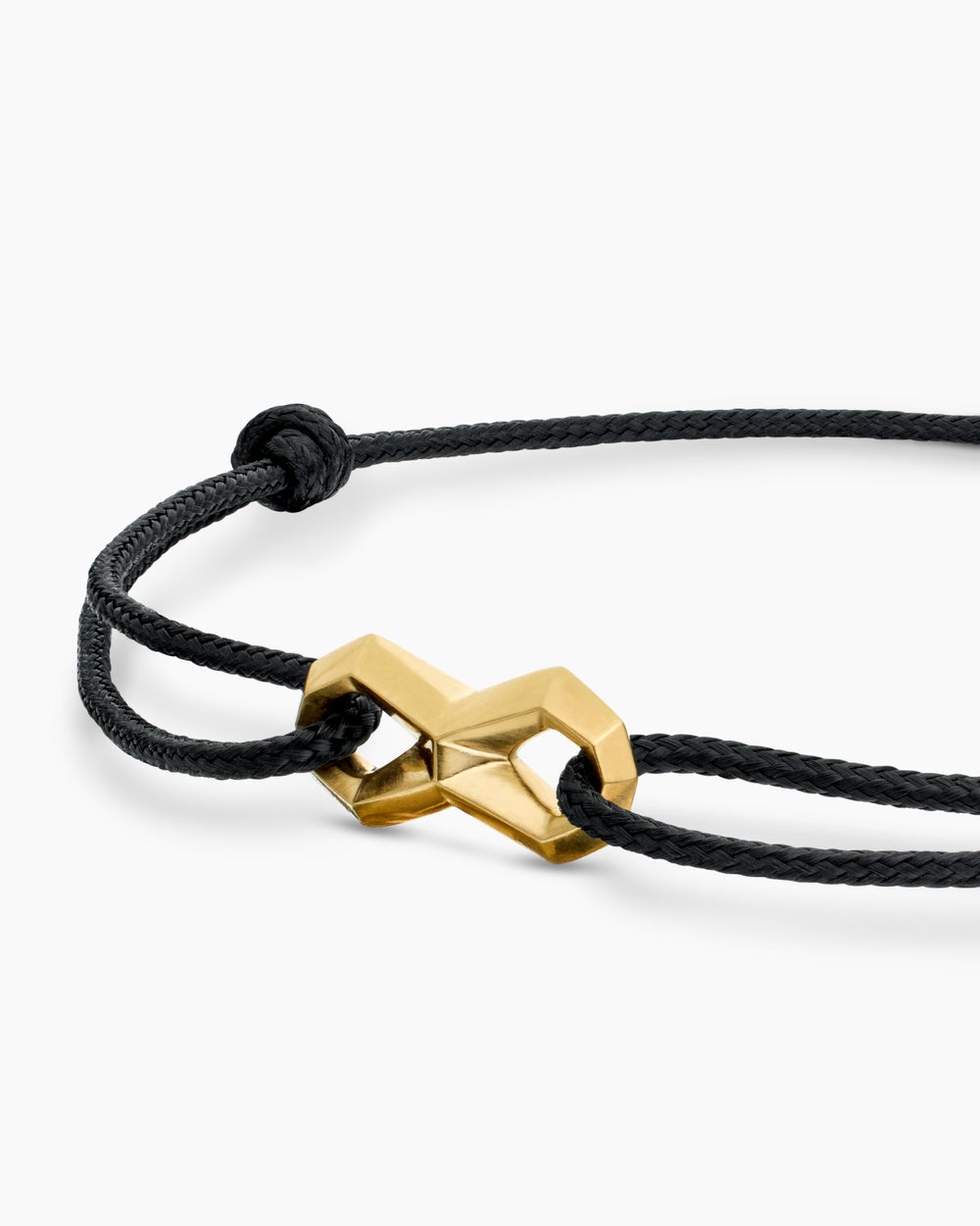 Mens Infinity Link Cord Bracelet with 18K Yellow Gold, 9mm