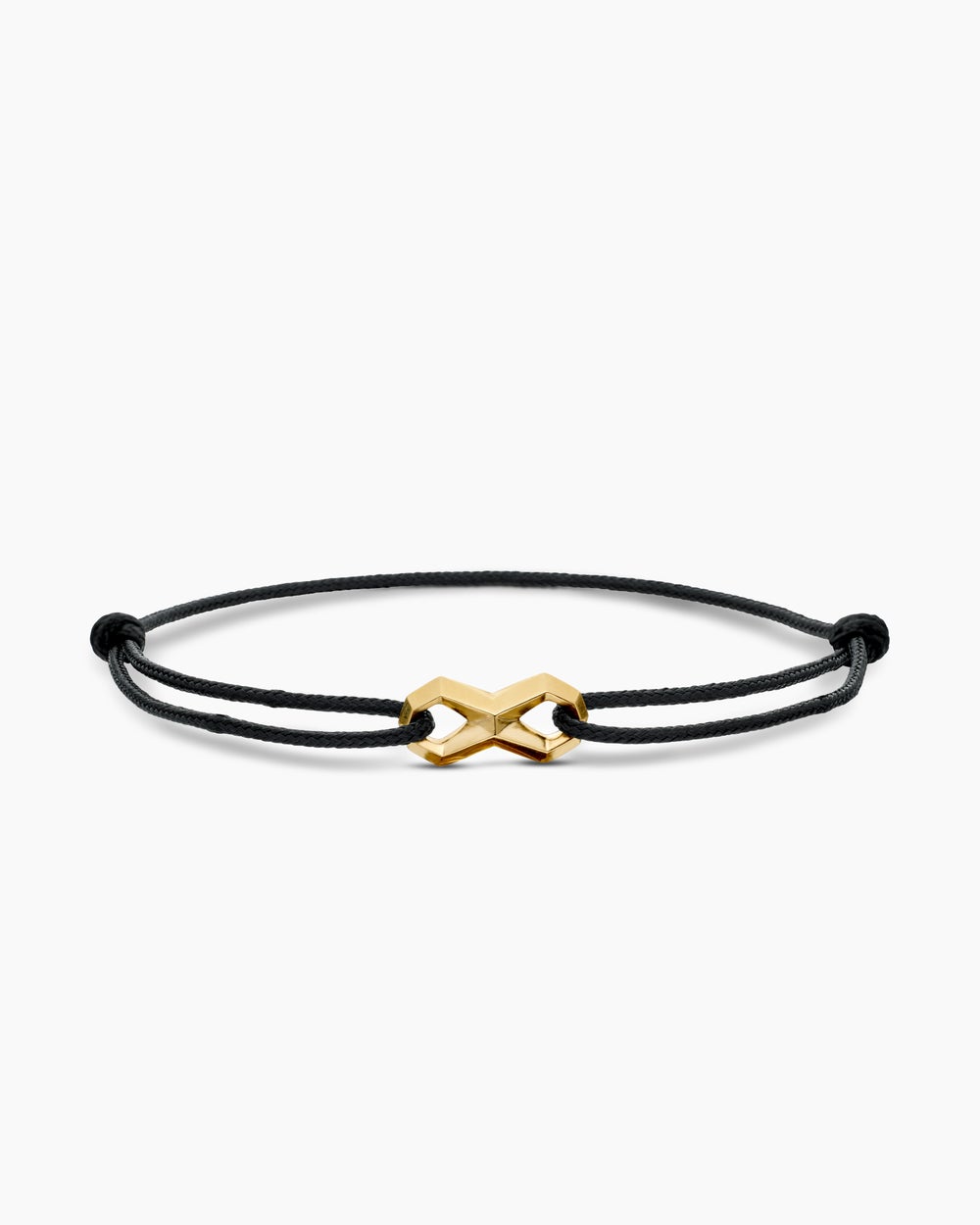 Mens Infinity Link Cord Bracelet with 18K Yellow Gold, 9mm