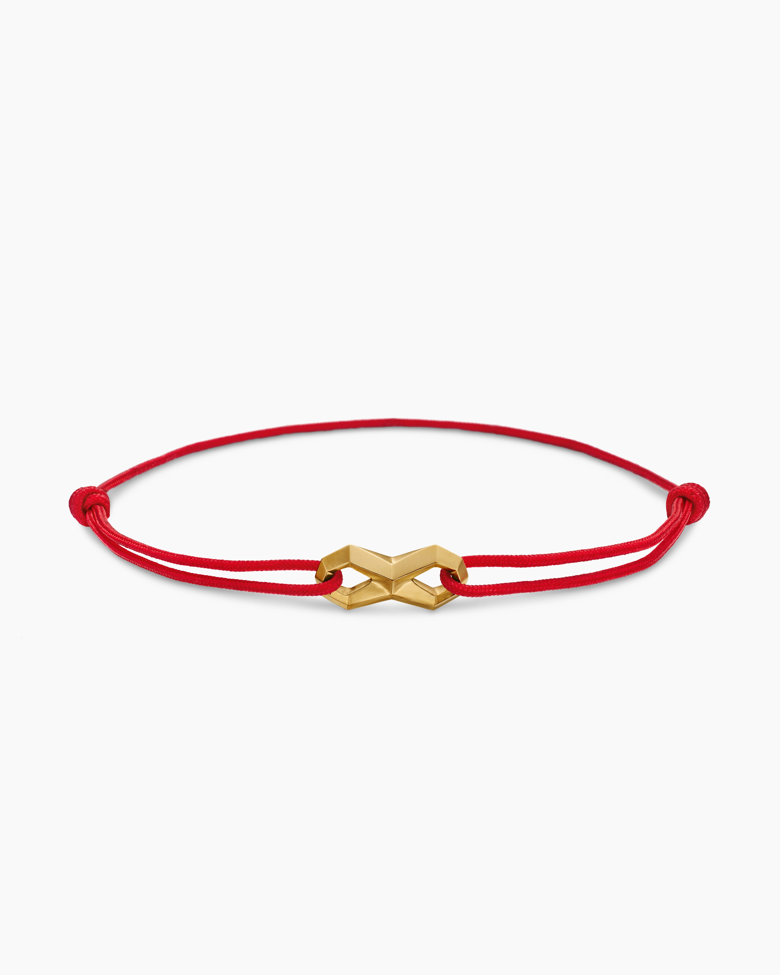 Mens Infinity Link Cord Bracelet with 18K Yellow Gold, 9mm