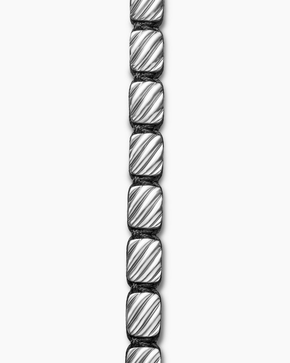 Mens Sculpted Cable Woven Tile Bracelet in Sterling Silver, 8.5mm