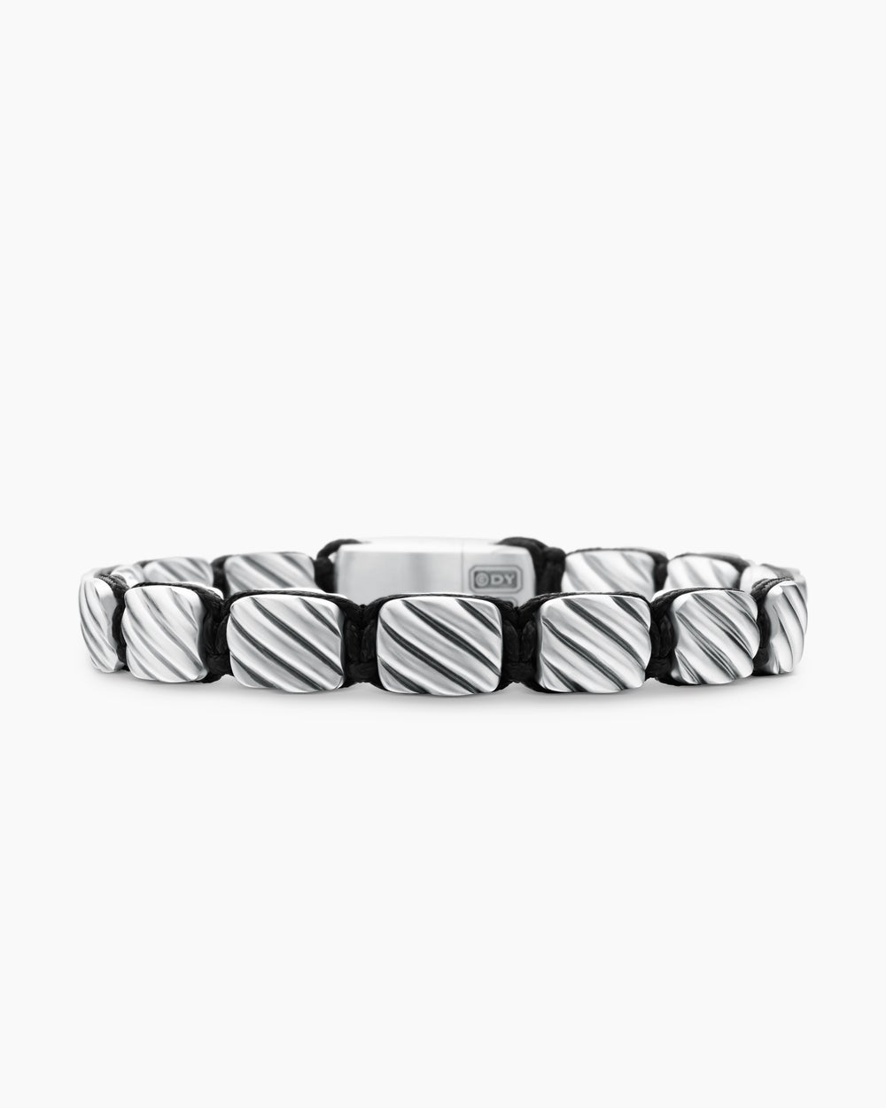 Mens Sculpted Cable Woven Tile Bracelet in Sterling Silver, 8.5mm