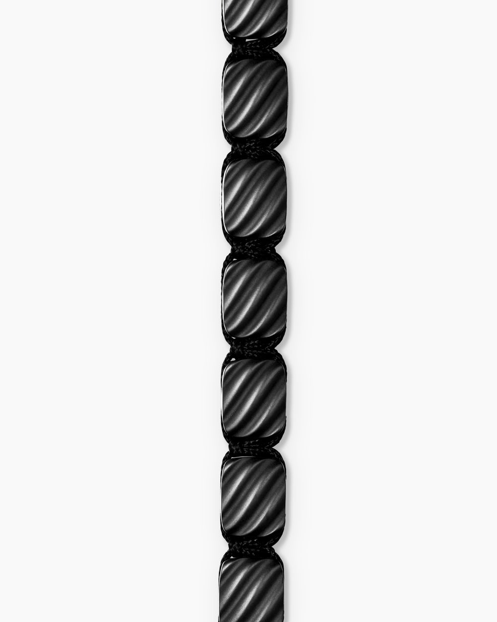 Mens Sculpted Cable Woven Tile Bracelet in Black Titanium with Sterling Silver, 8.5mm